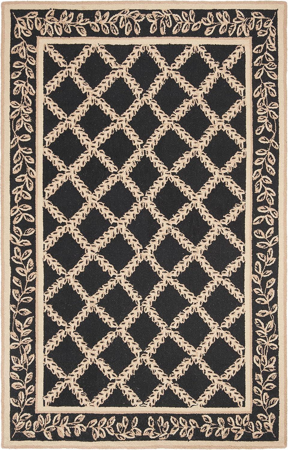 SAFAVIEH Chelsea Alecia Geometric Borders Wool Area Rug, Ivory/Light Blue, 8'9" x 11'9"