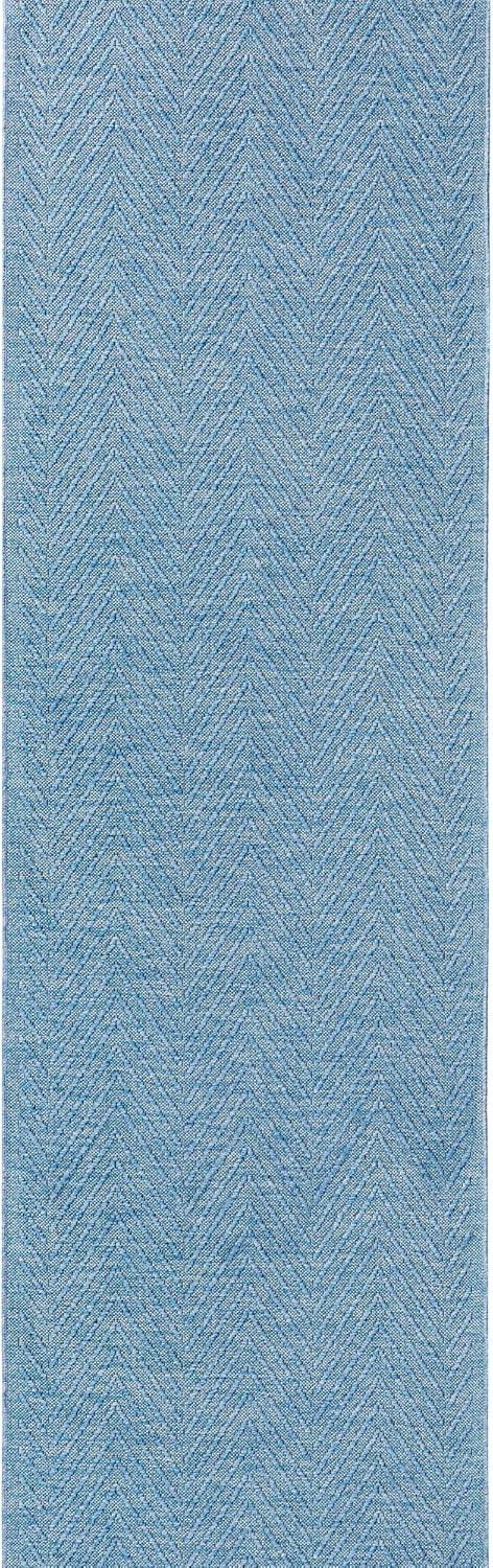TOWN & COUNTRY BASICS Pax Herringbone Textured Solid Machine Washable Area Rug Blue