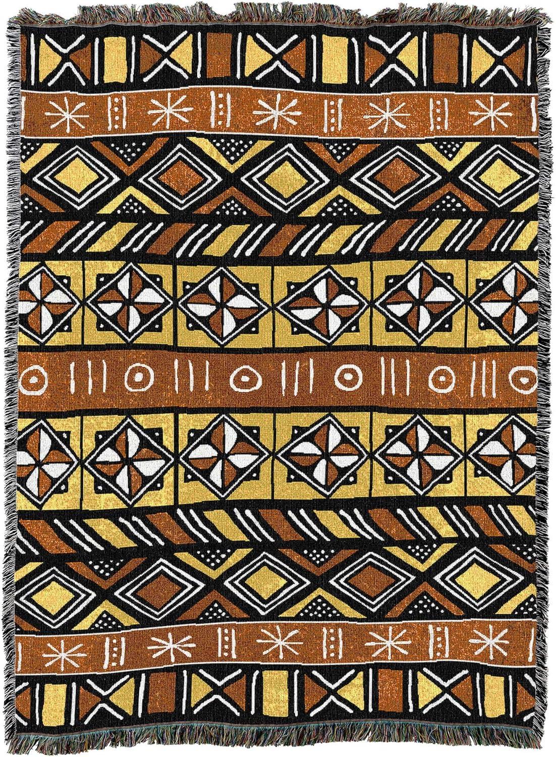 African Mud Cloth Pattern Cotton Throw Blanket