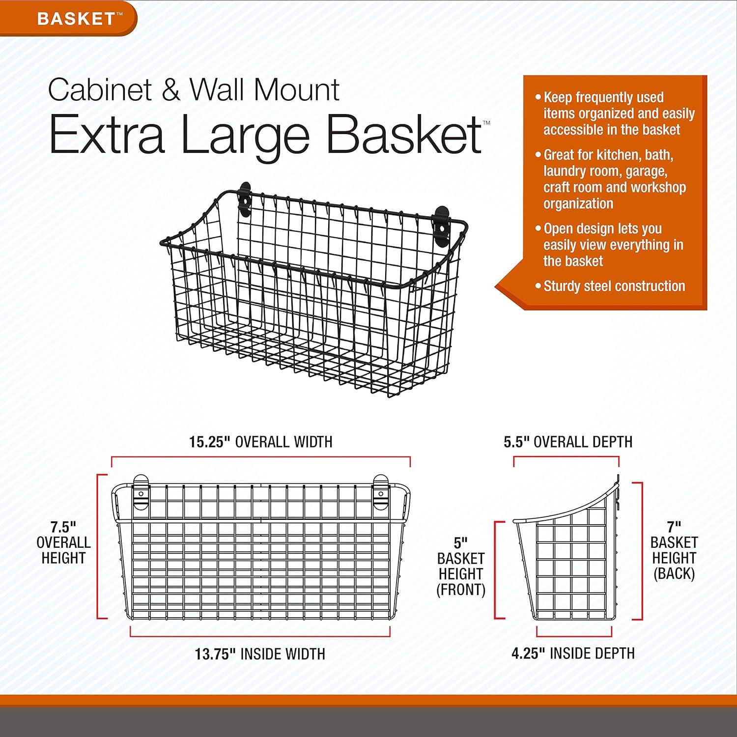 Spectrum Diversified Steel Wire Vintage Cabinet and Wall Mount Storage Basket, Large, Bronze