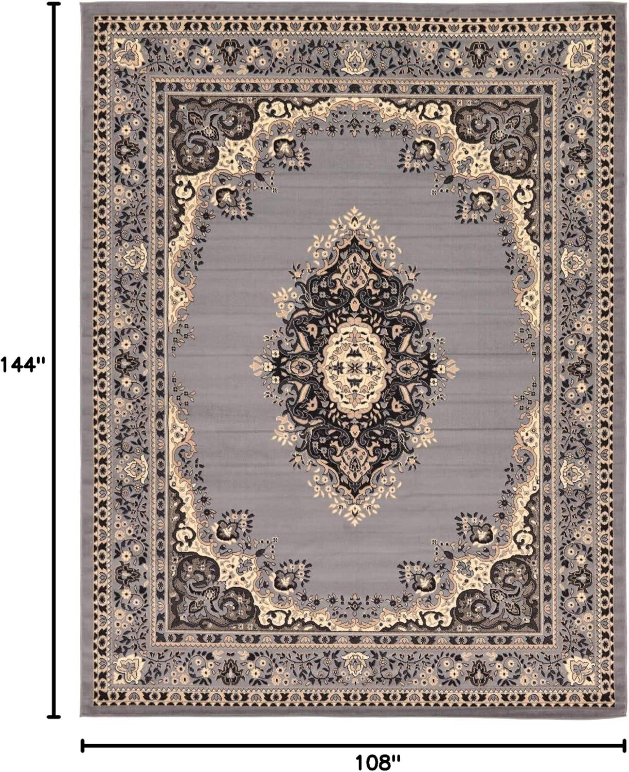 Elegant Medallion 9' x 12' Synthetic Area Rug in Red, Black, and Cream