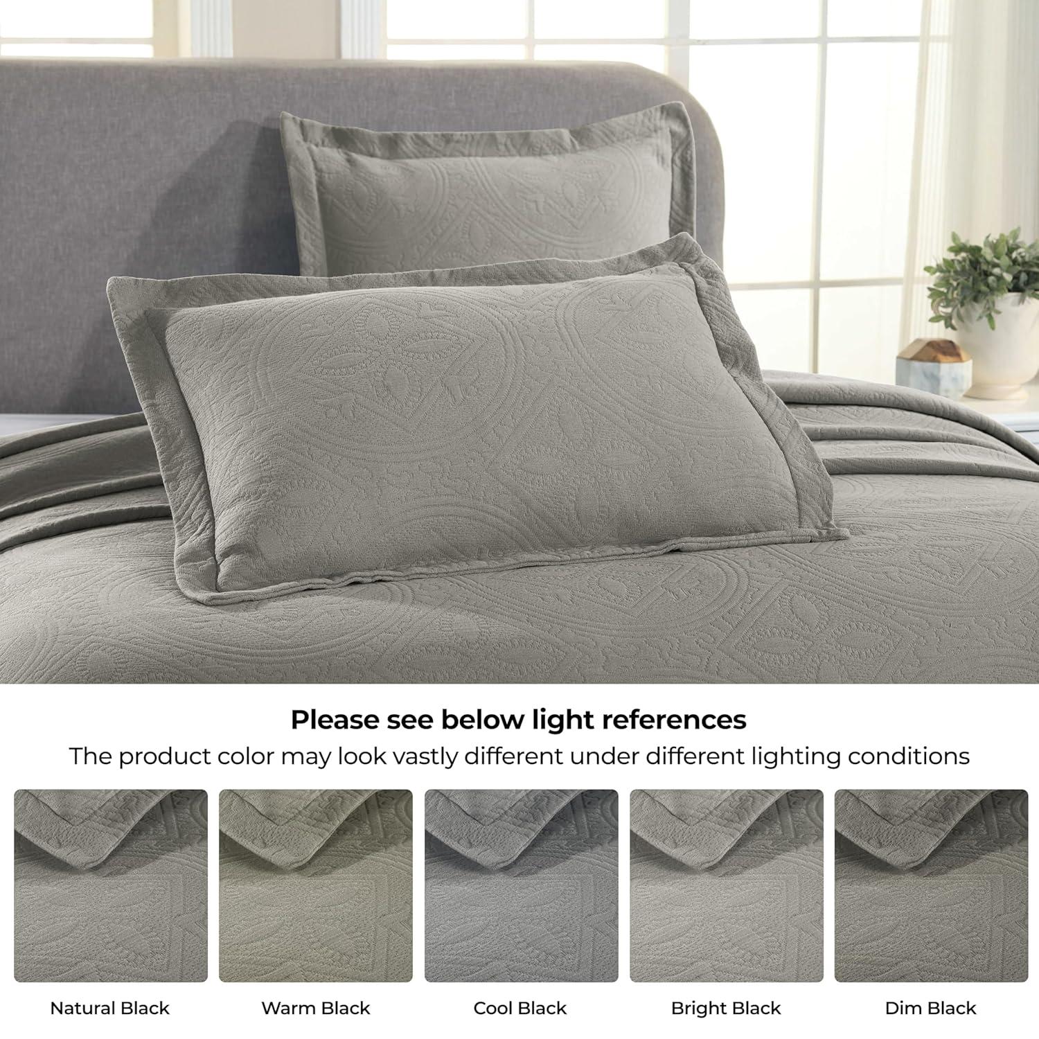 Superior Celtic Circle Cotton Decorative Bedspread and Sham Set, Twin, Charcoal