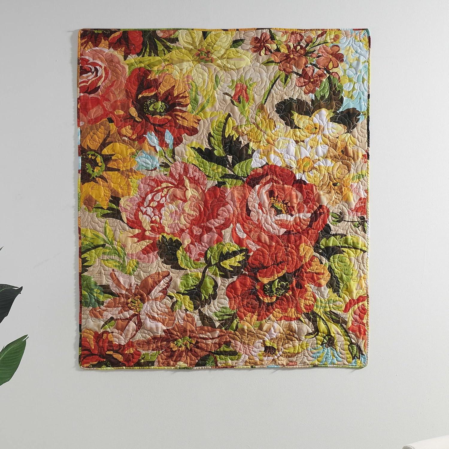 Greenland Home Fashions Senna Floral Reversible Quilted Throw