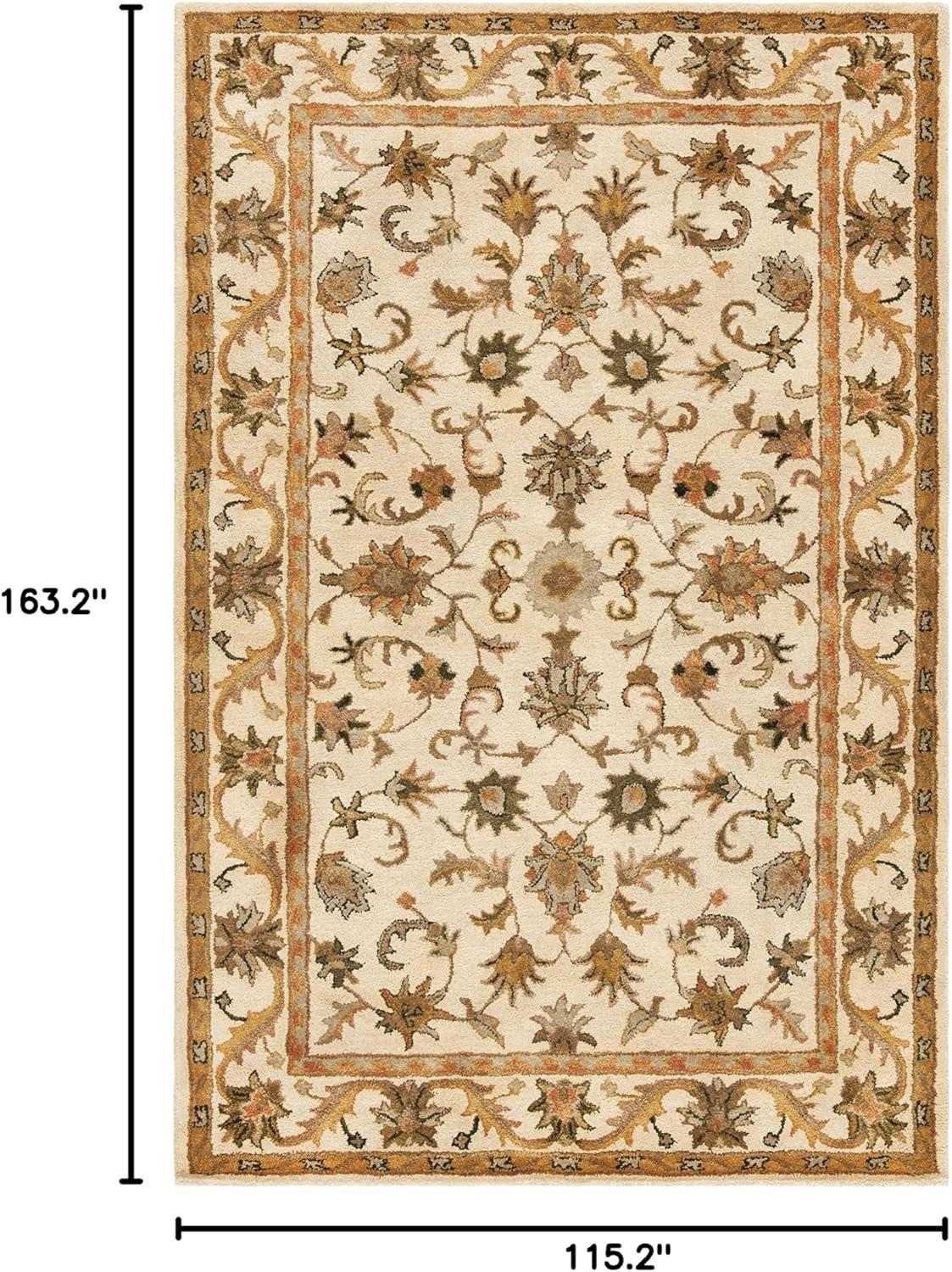 SAFAVIEH Antiquity Carmella Floral Bordered Wool Area Rug, Blue/Gold, 9'6" x 13'6"