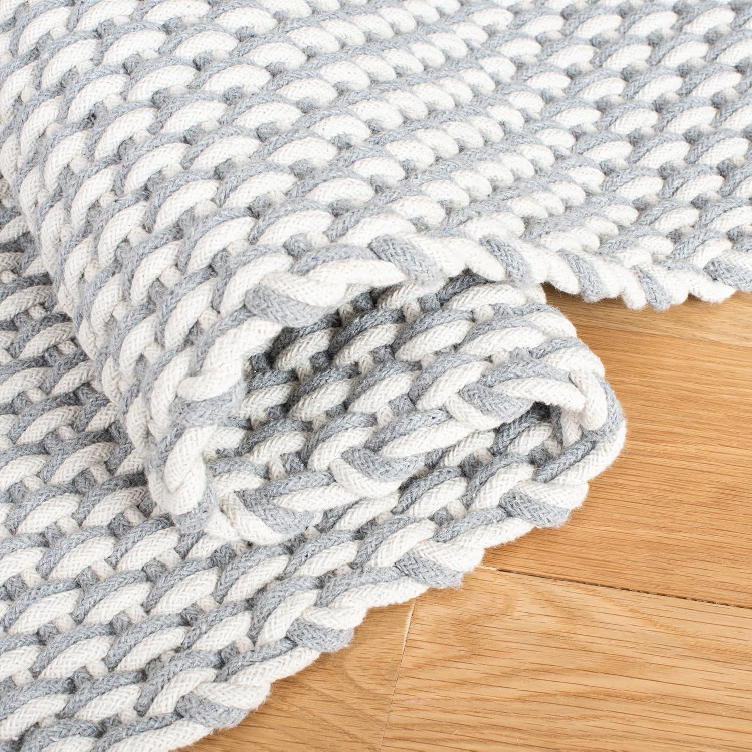 Handmade Gray Cotton Basket Weave 9' x 12' Area Rug