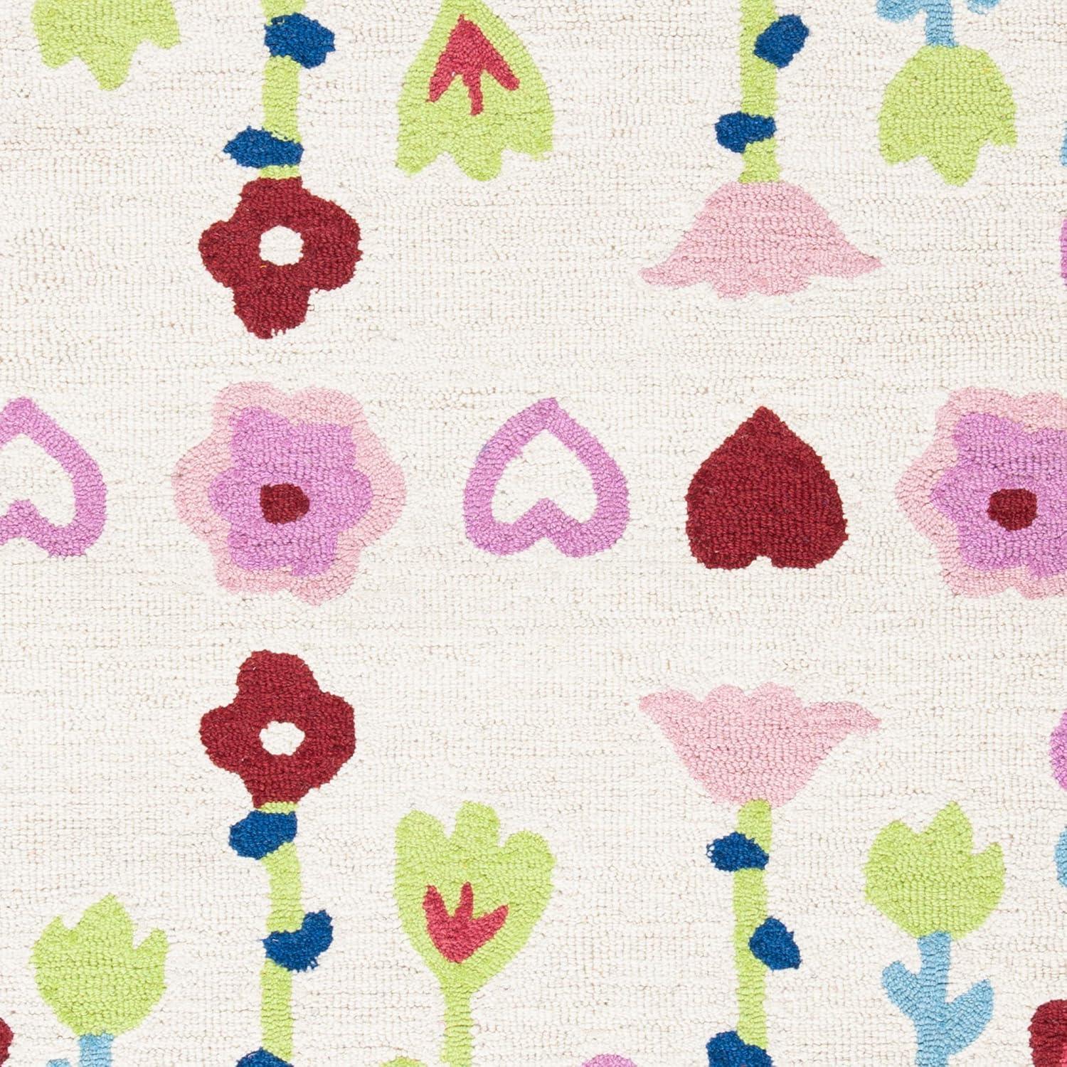 Safavieh Kids Floral SFK918 Hand Tufted Indoor Accent Rug - Ivory/Pink - 3'x5' - Safavieh