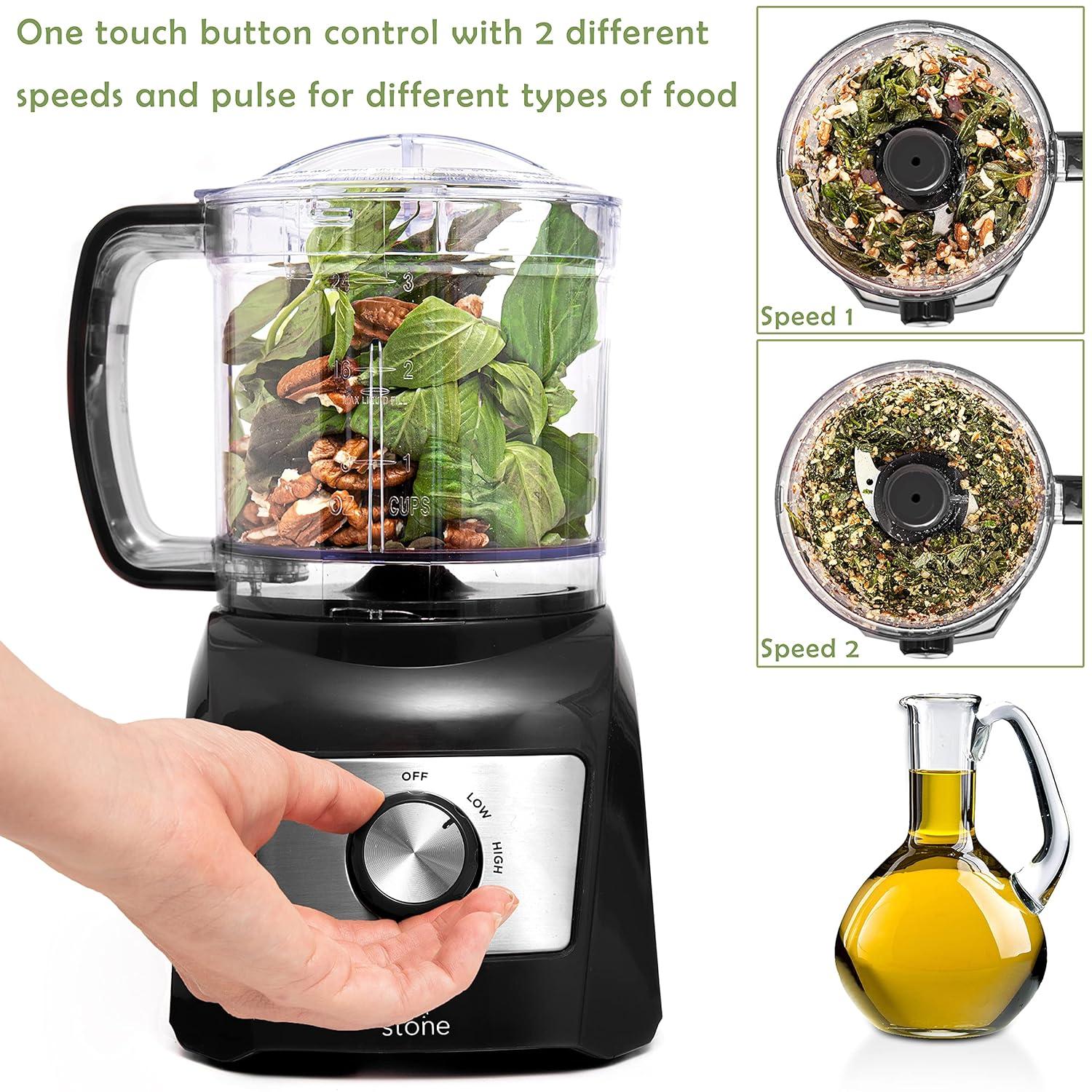 Moss & Stone 8-Cup Black Food Processor, Electric Chopper & Grinder, 500W