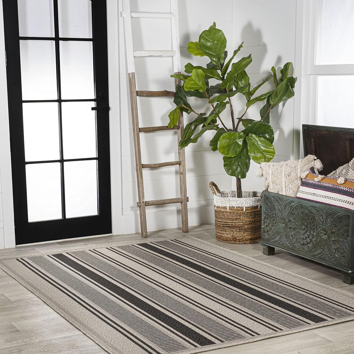 Haynes Modern Double Stripe Indoor/Outdoor Area Rug - JONATHAN Y