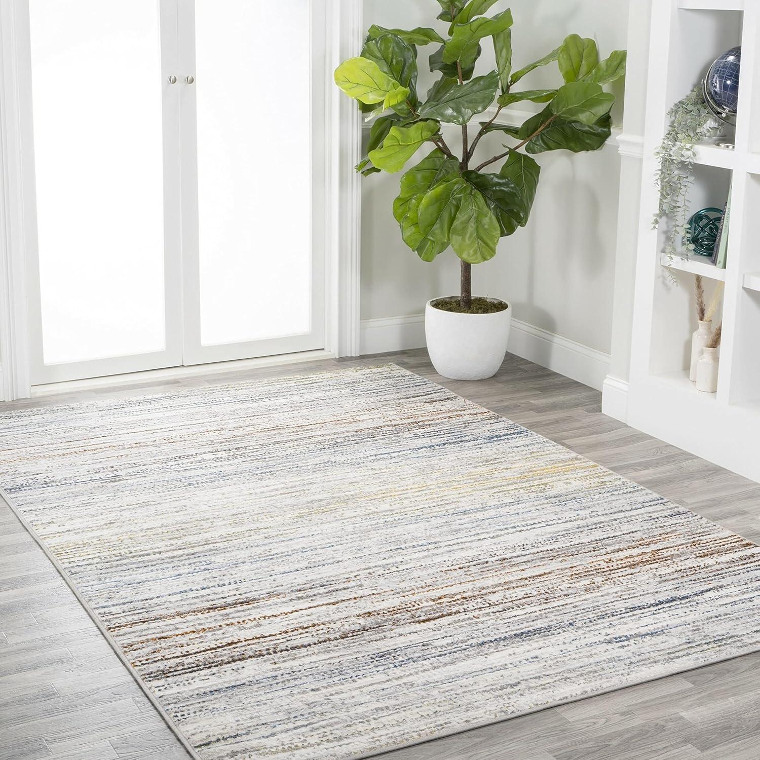 JONATHAN Y Loom Modern Strie'  Gray/Blue/Orange 3 ft. x 5 ft. Area Rug
