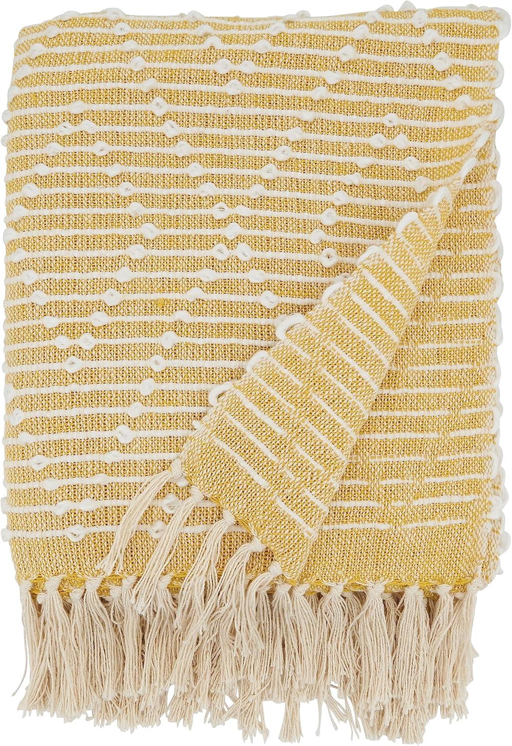 50"x60" Diamond Woven Throw Blanket with Tassel - Saro Lifestyle