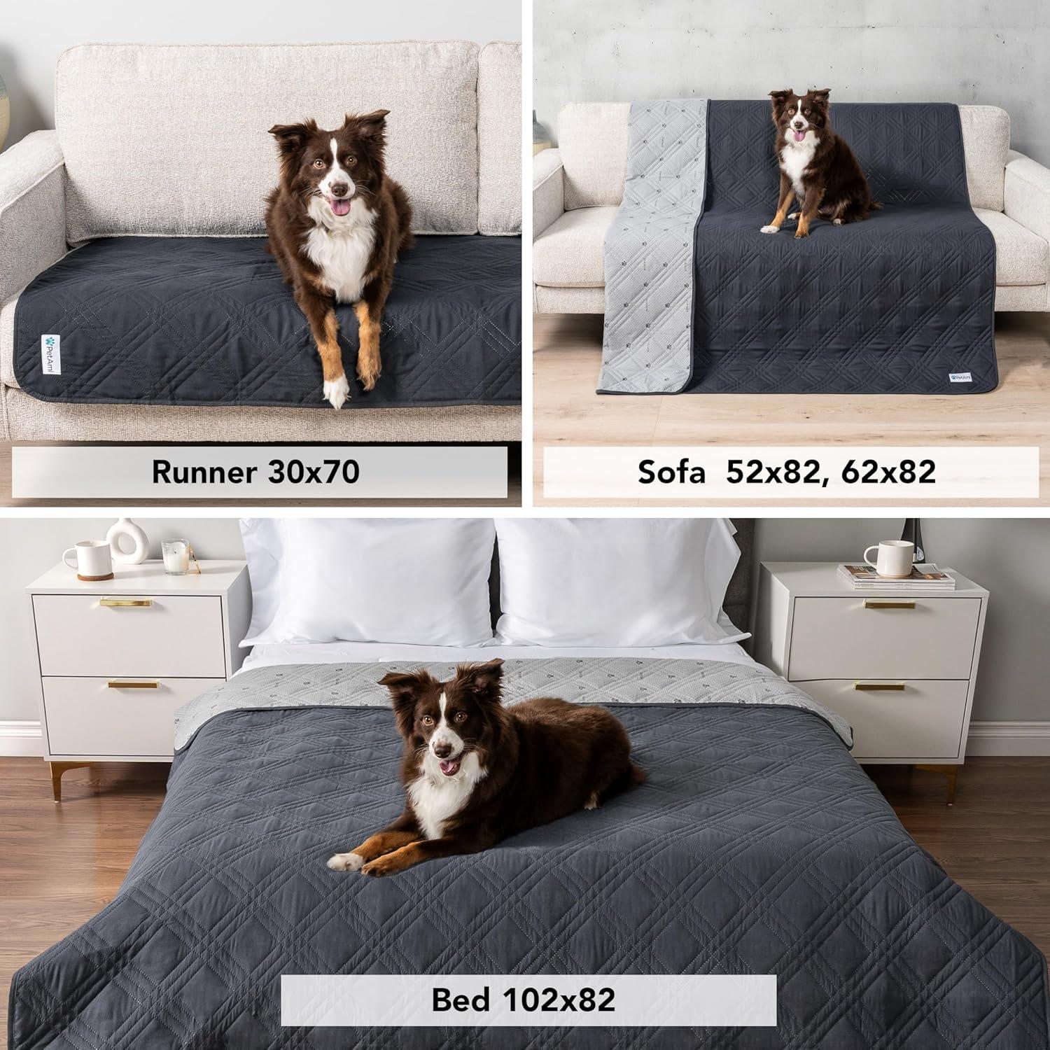 PetAmi Waterproof Dog Bed Couch Cover, Pet Cats Sofa Furniture Protector, Anti-Slip Soft Washable Blanket