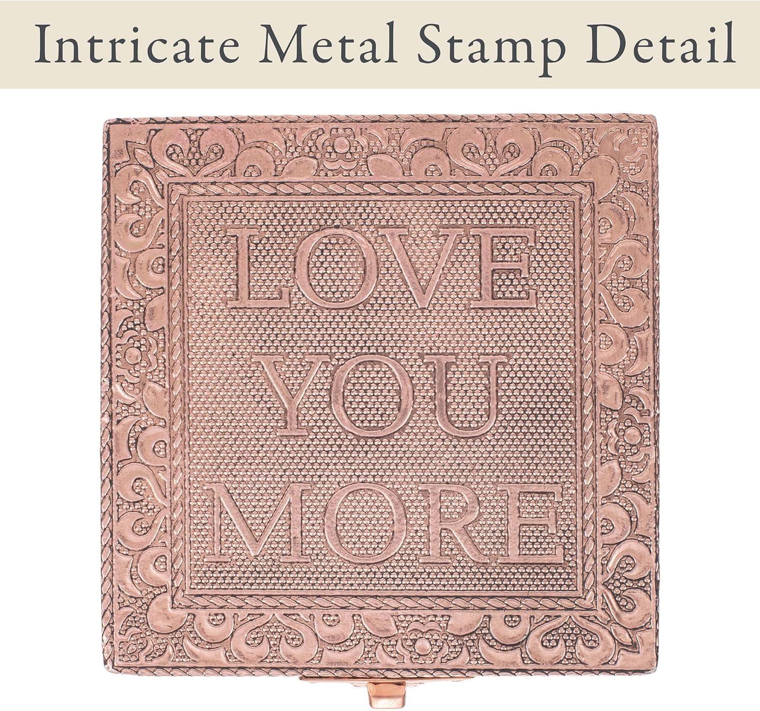 Cottage Garden Love You More Copper Color Metal Jewelry Keepsake Decorative Box