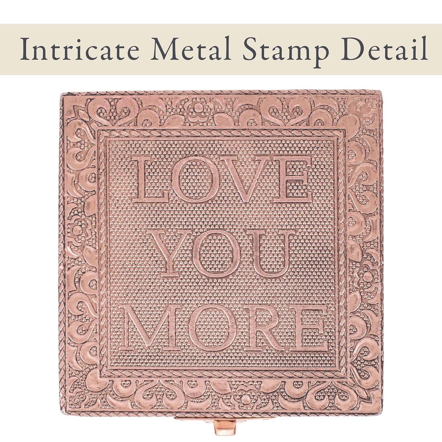 Cottage Garden Love You More Copper Color Metal Jewelry Keepsake Decorative Box