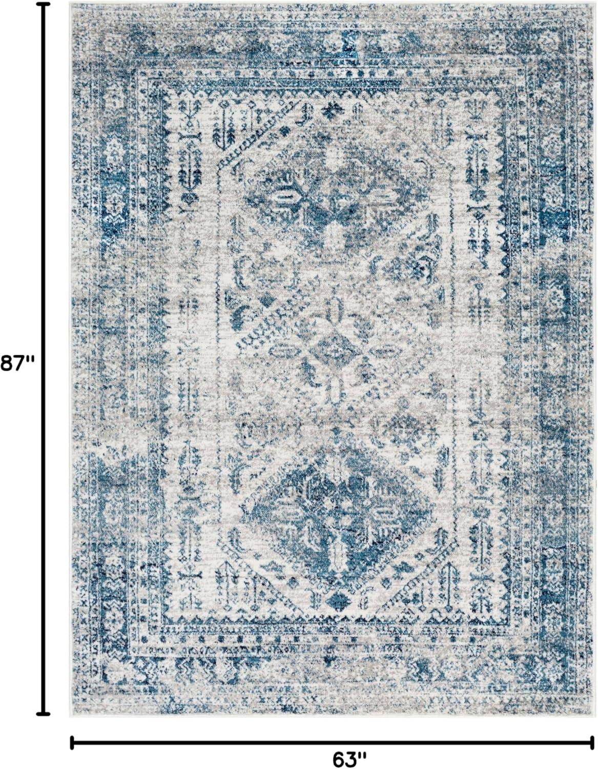 Livabliss Monte Carlo Vintage Oriental Area Rug,5'3" x 7'3",Sky Blue