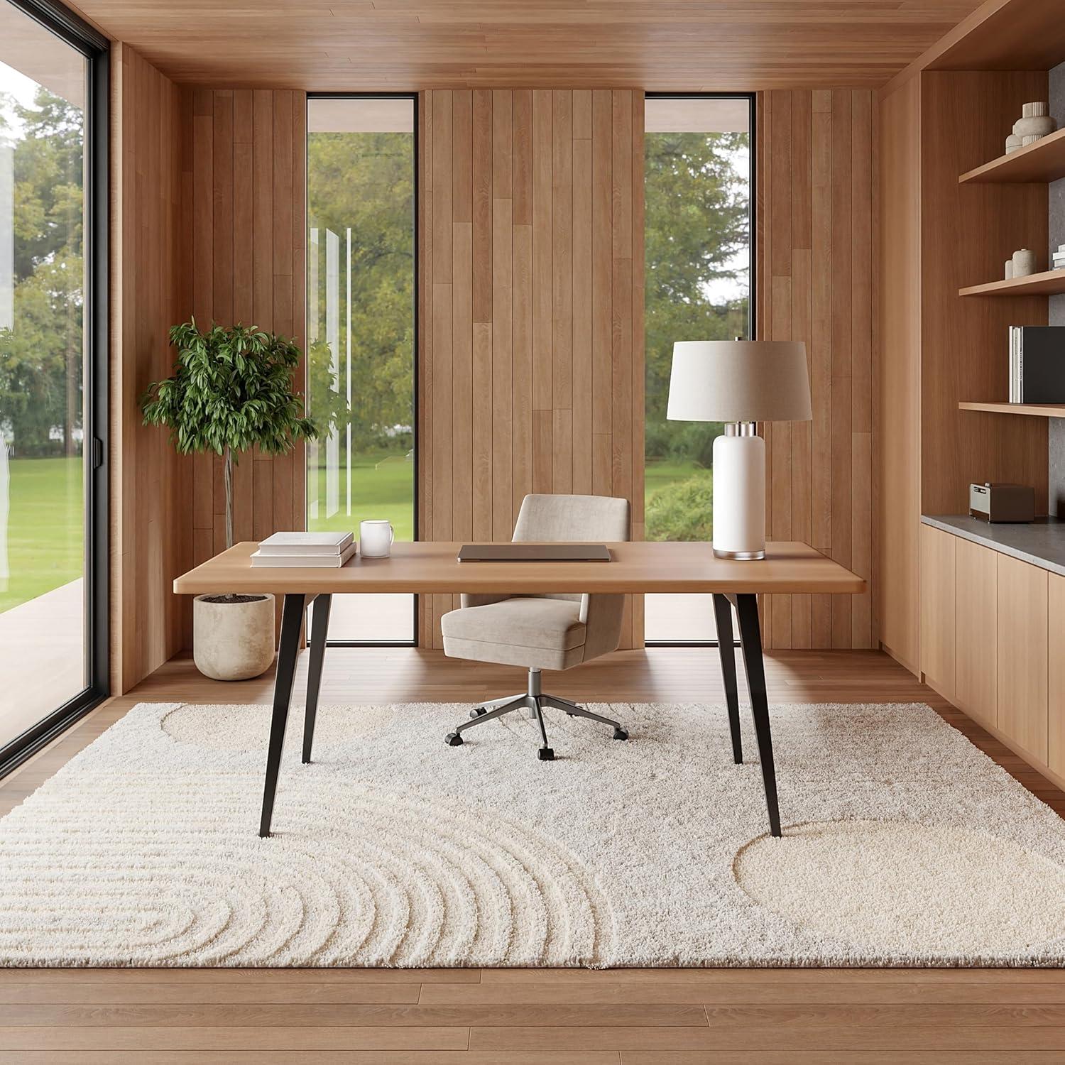 Nuloom Gloria Abstract 6'7"x9' Shag Indoor Area Rug for Living Room Bedroom Dining Room Nursery, Beige