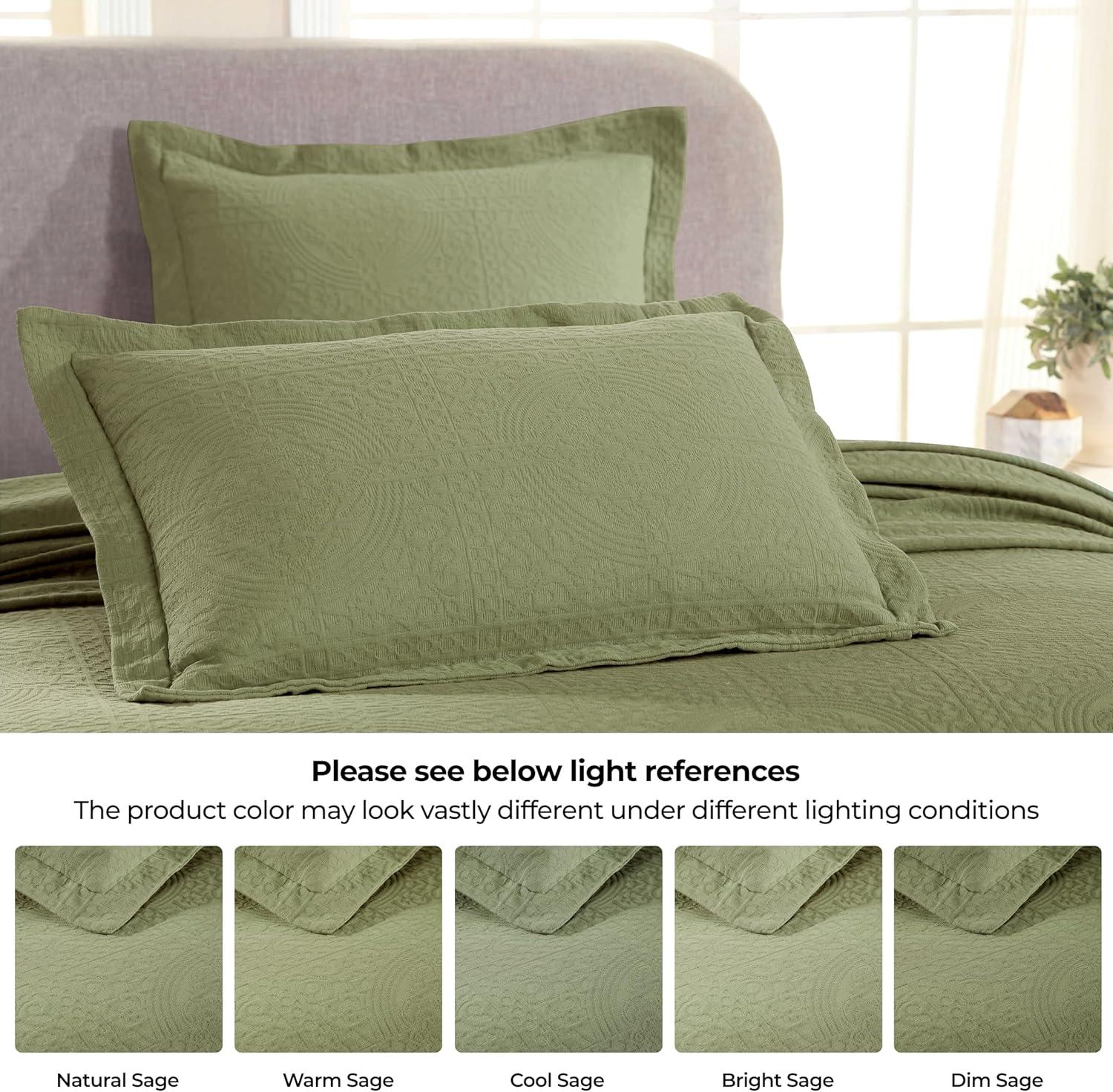 Sage Cotton Twin Bedspread Set with Pillowsham