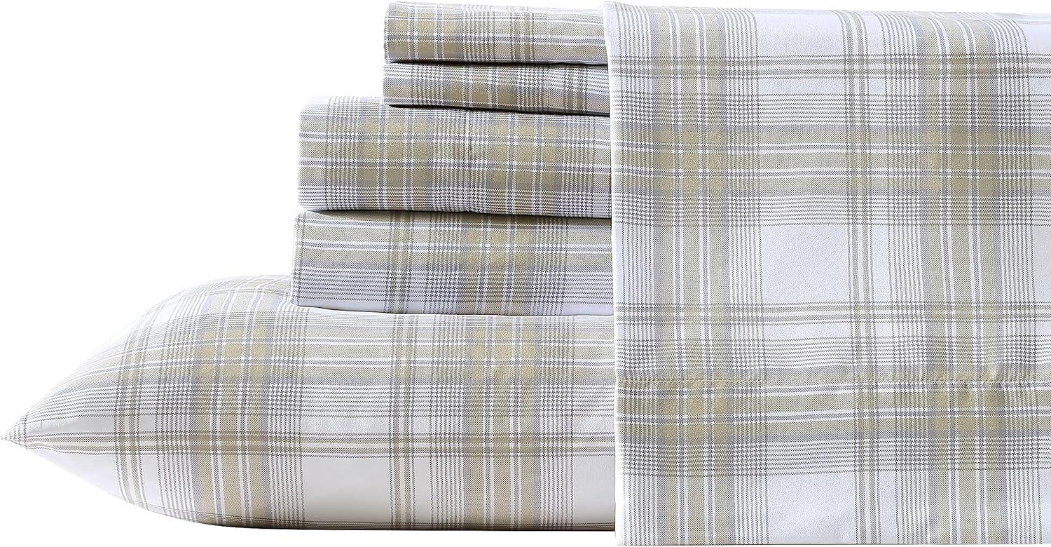 Beige Plaid Full Microfiber Sheet Set