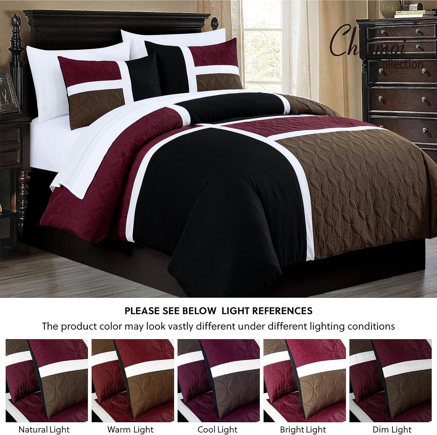 Chezmoi Collection 7-Piece Patchwork Bed in a Bag Comforter Set with Sheets