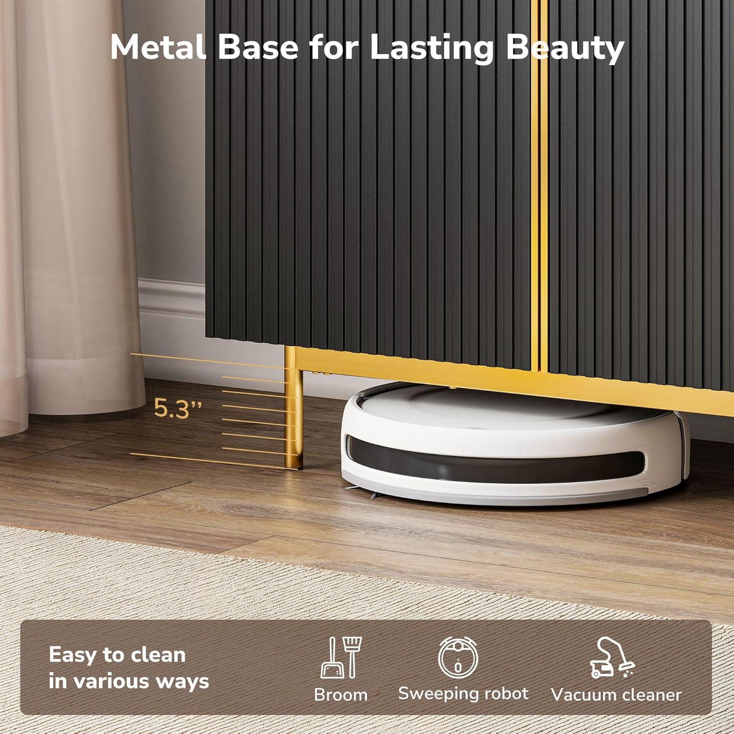 Willa Arlo™ Interiors Wilber 63.4" Sideboard Buffet Cabinet with Fluted Decorative Doors, Modern Console Table