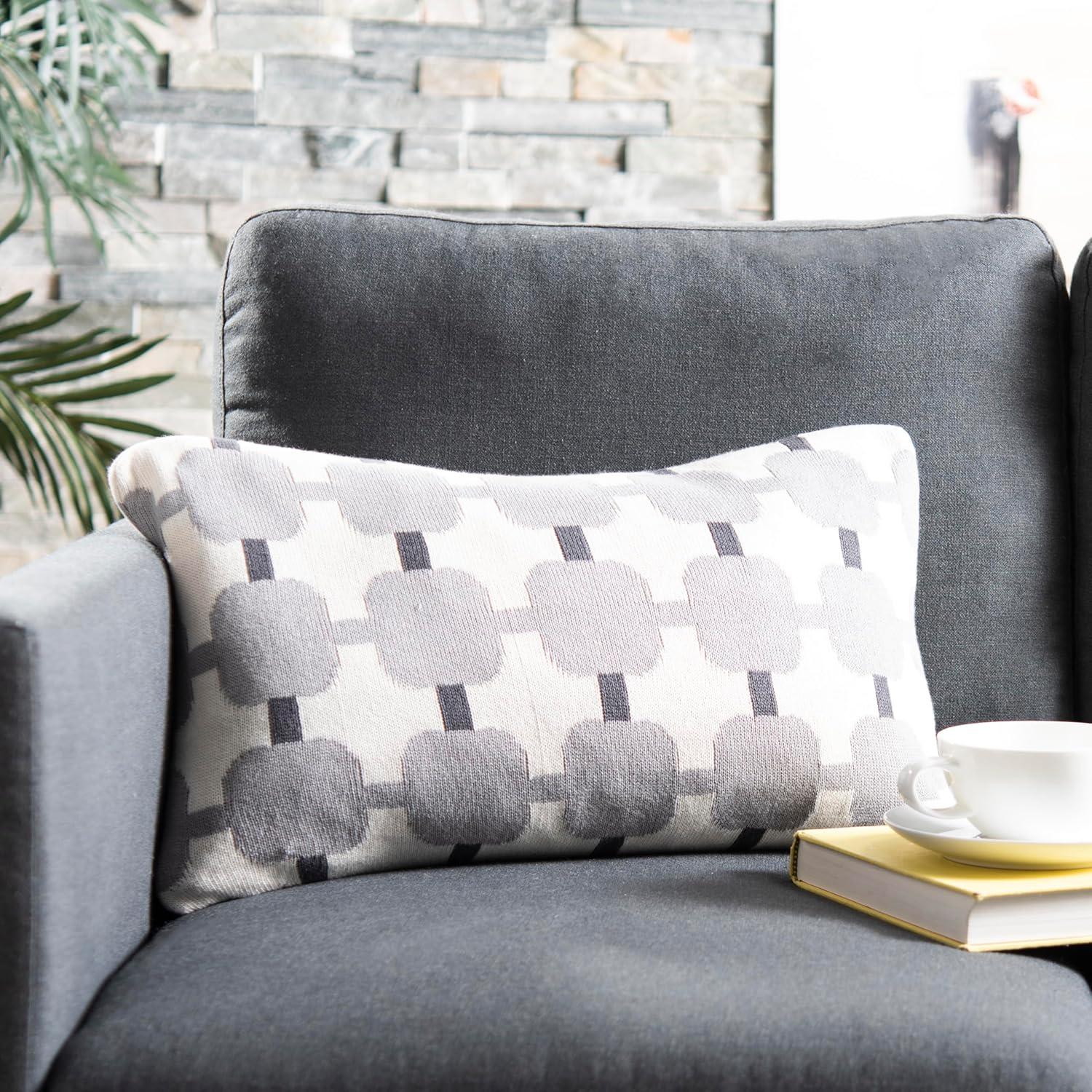 Gray Embroidered Geometric Square Pillow Set