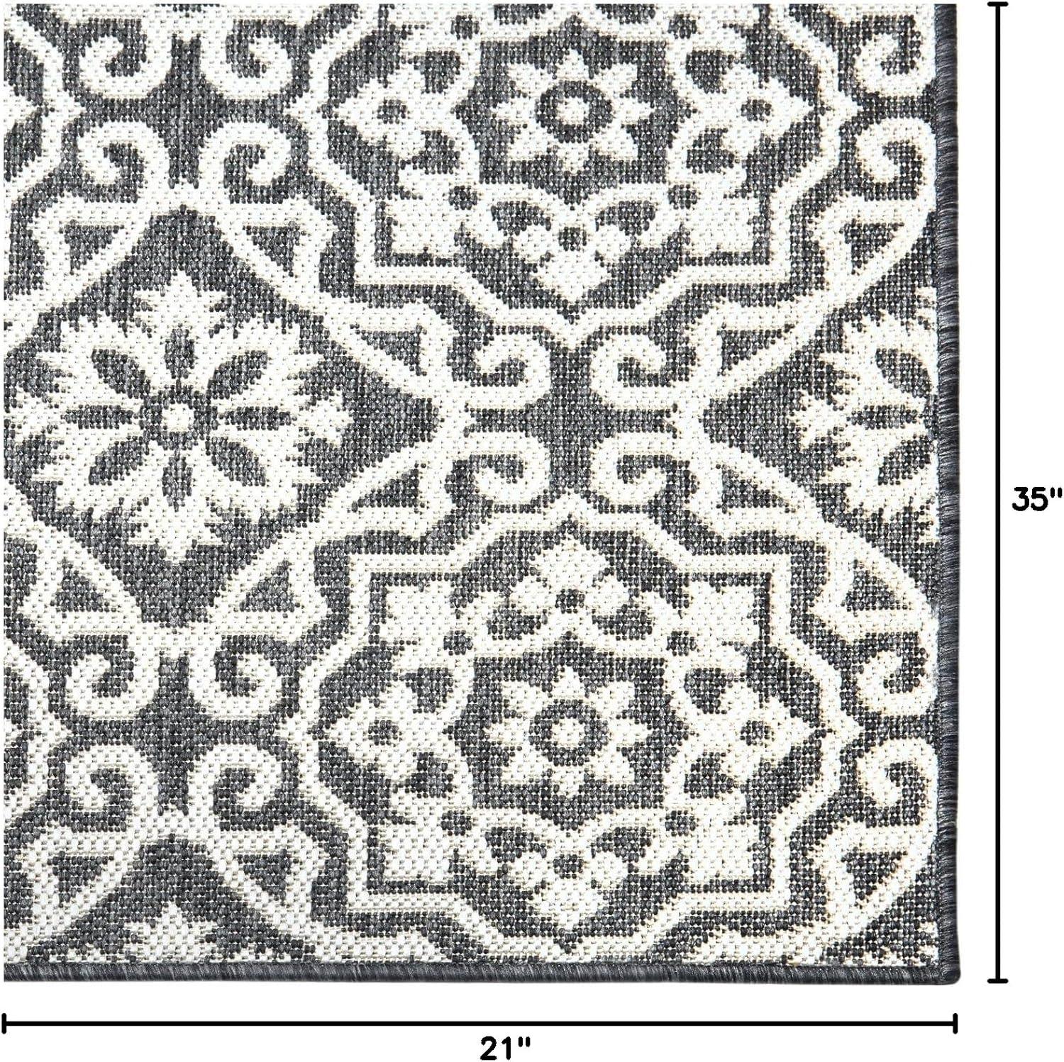 Nicole Miller New York Patio Country Danica Geometric Indoor/Outdoor Area Rug, Black/Grey