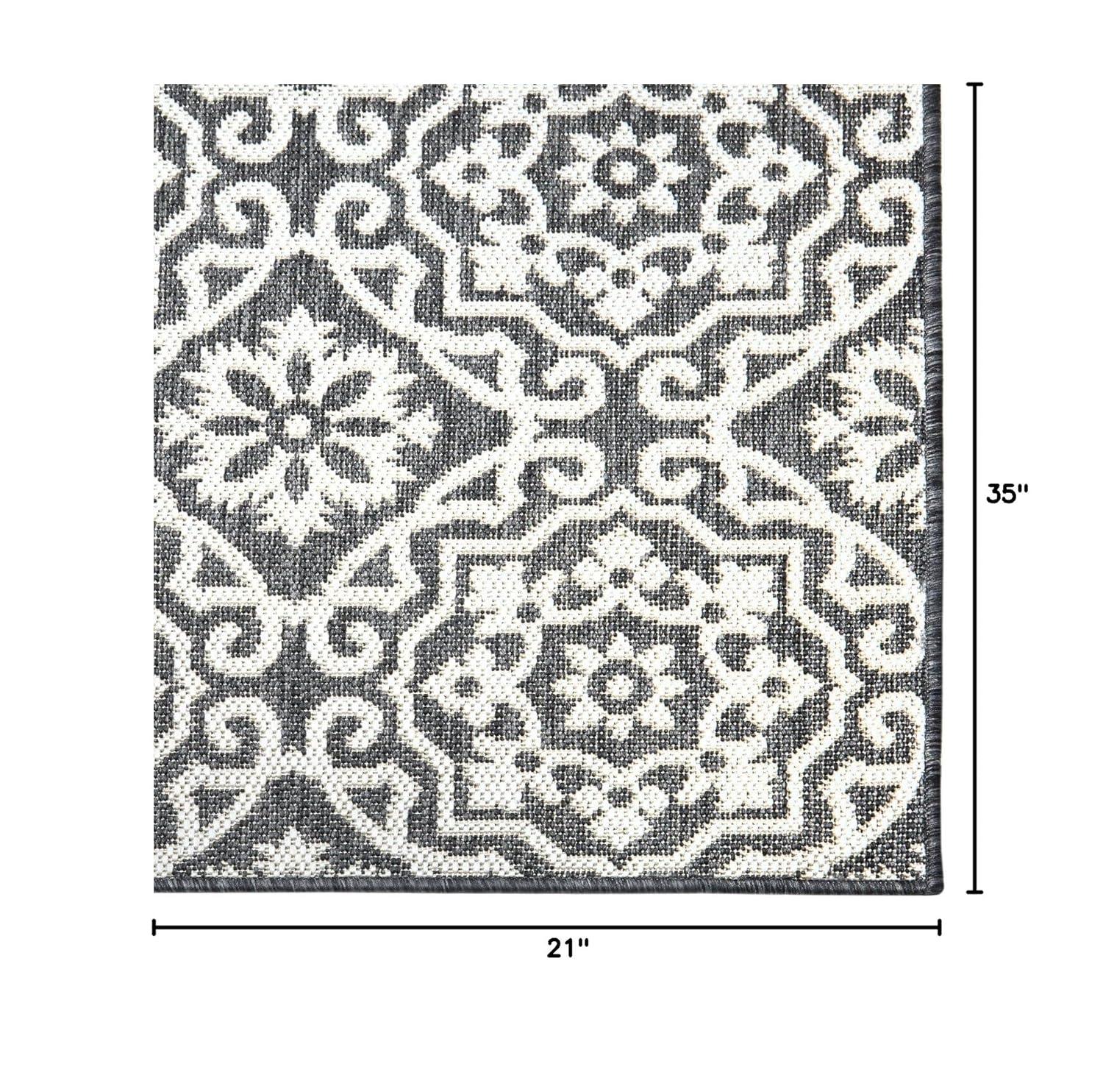Nicole Miller New York Patio Country Danica Geometric Indoor/Outdoor Area Rug, Black/Grey