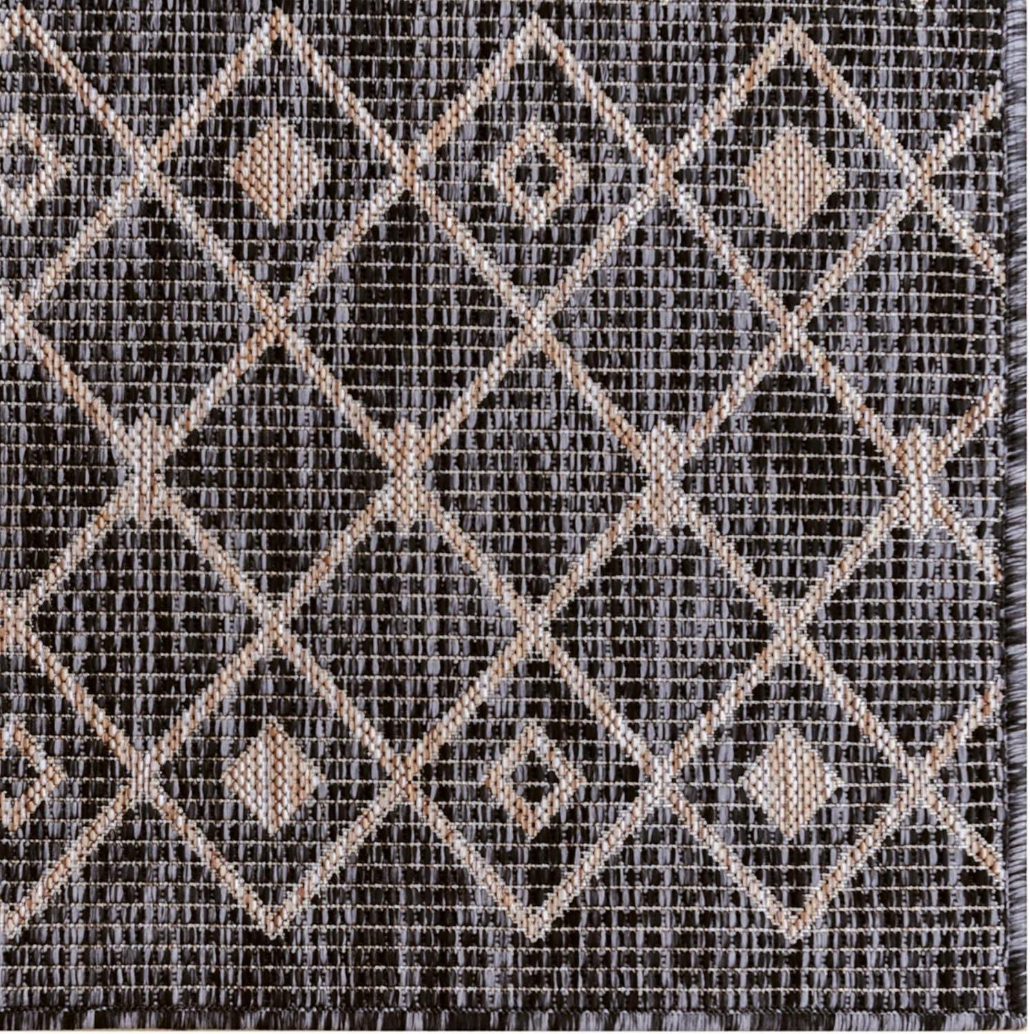 Unique Loom 5' 3 x 5' 3 Square Indoor/Outdoor Trellis Charcoal Gray Area Rug
