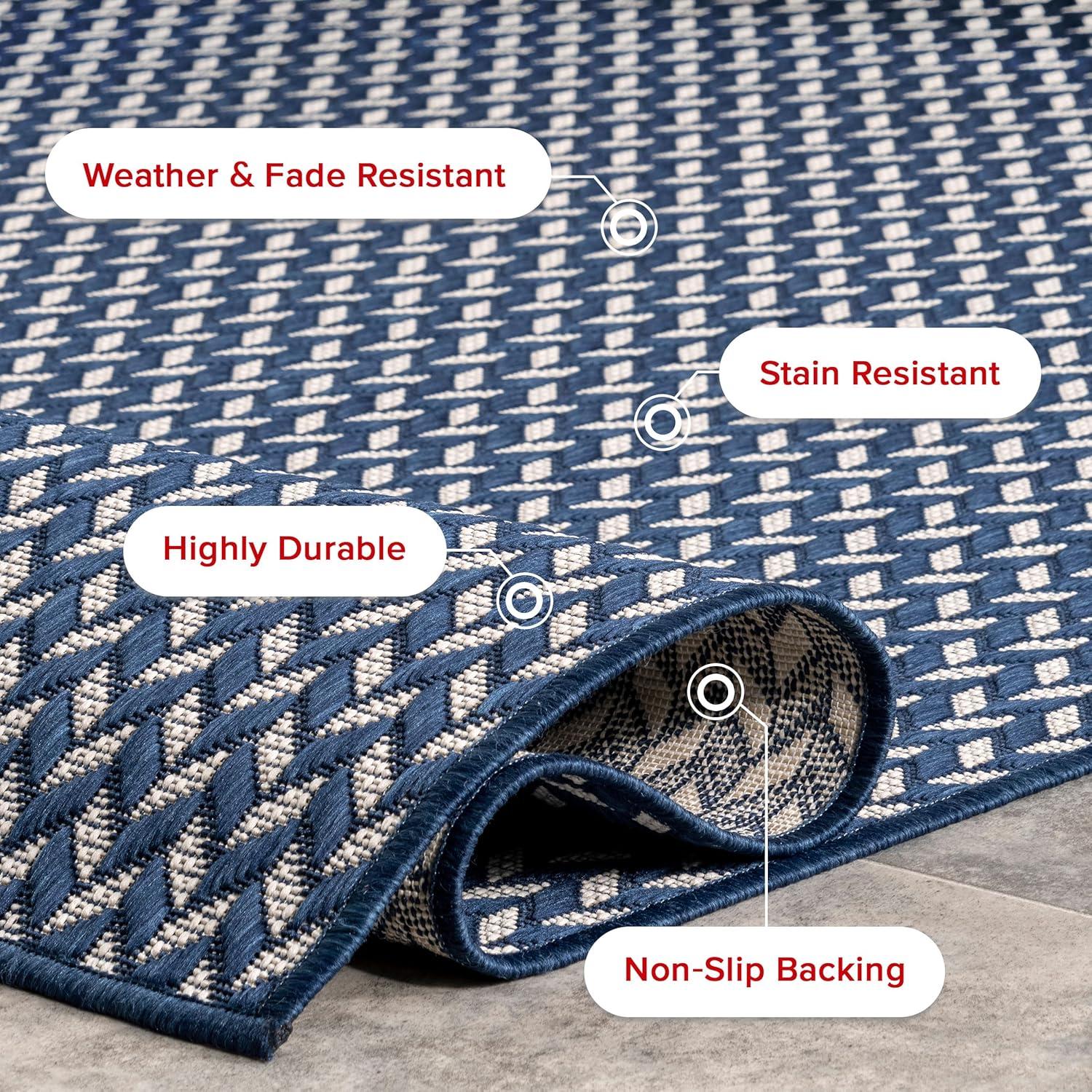 Nuloom Camryn Herringbone Indoor/Outdoor Area Rug, 6' 7" x 9', Navy