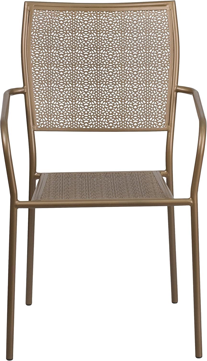 Gold Rain Flower Indoor-Outdoor Steel Stackable Patio Chair