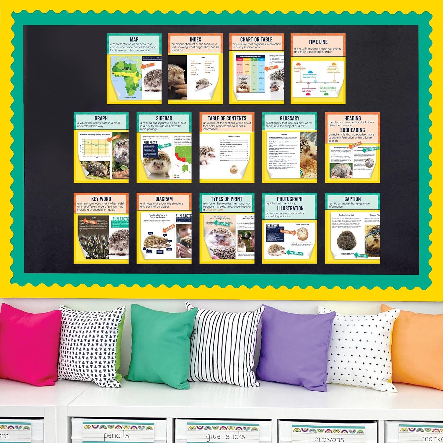 Carson Dellosa Mini Posters: Nonfiction Text Features Poster Set (14 mini posters) Grade 1-6