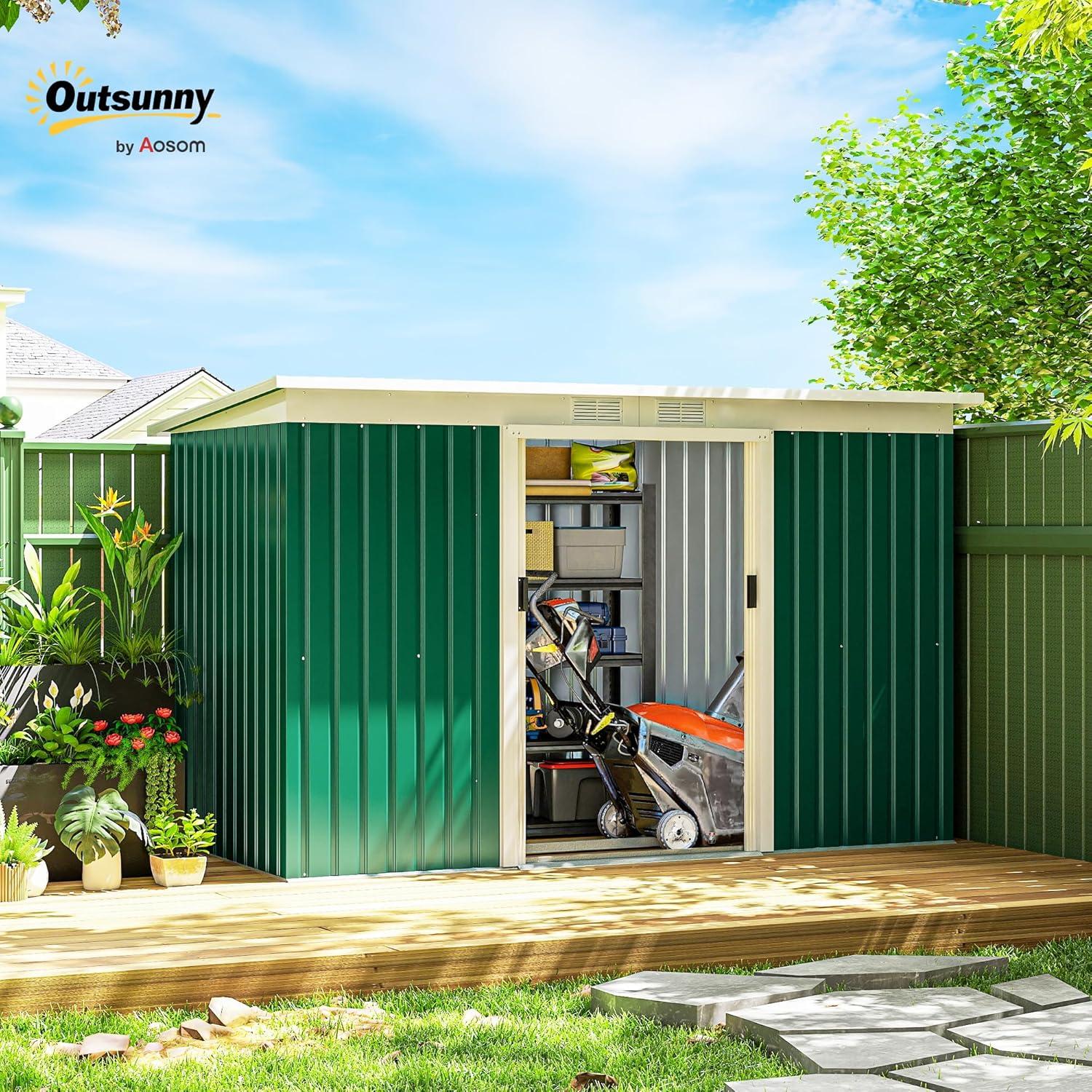Outsunny Outdoor Lean-To Metal Storage Shed