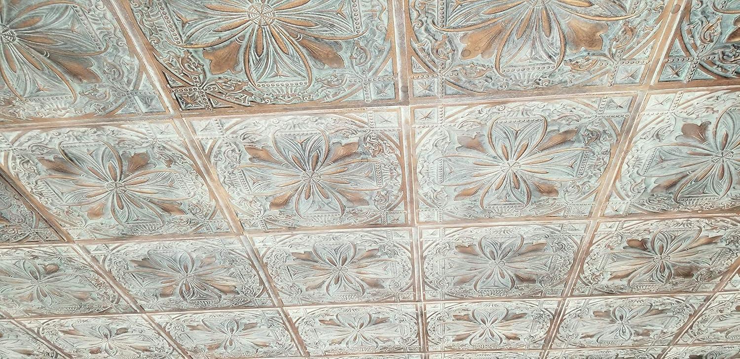 FromPlainToBeautifulInHours Milan 24'' L x 24'' W Textured PVC Drop-In & Glue Up Ceiling Tile Ceiling Tile (Set of 10)