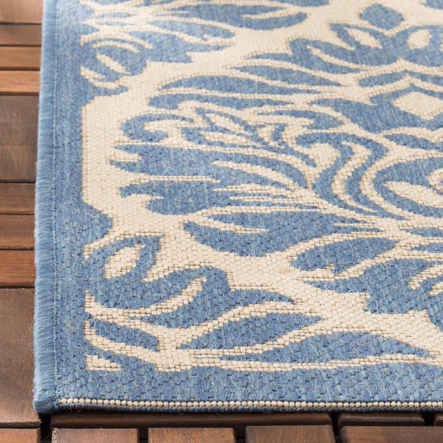 Beach House BHS135 Power Loomed Indoor/Outdoor Area Rug - Cream/Blue - 8'x10' - Safavieh
