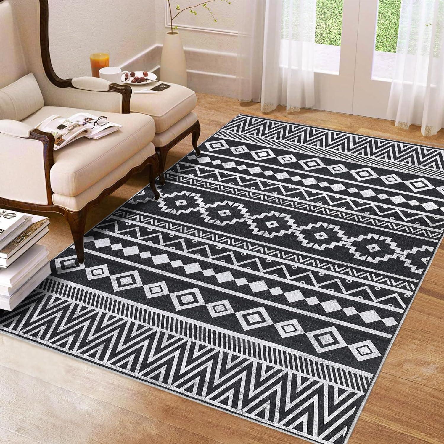 Union Rustic Soft Area Rug, Anti Slip, Washable, Pet Friendly, Boho Modern Carpet for Living Room Bedroom