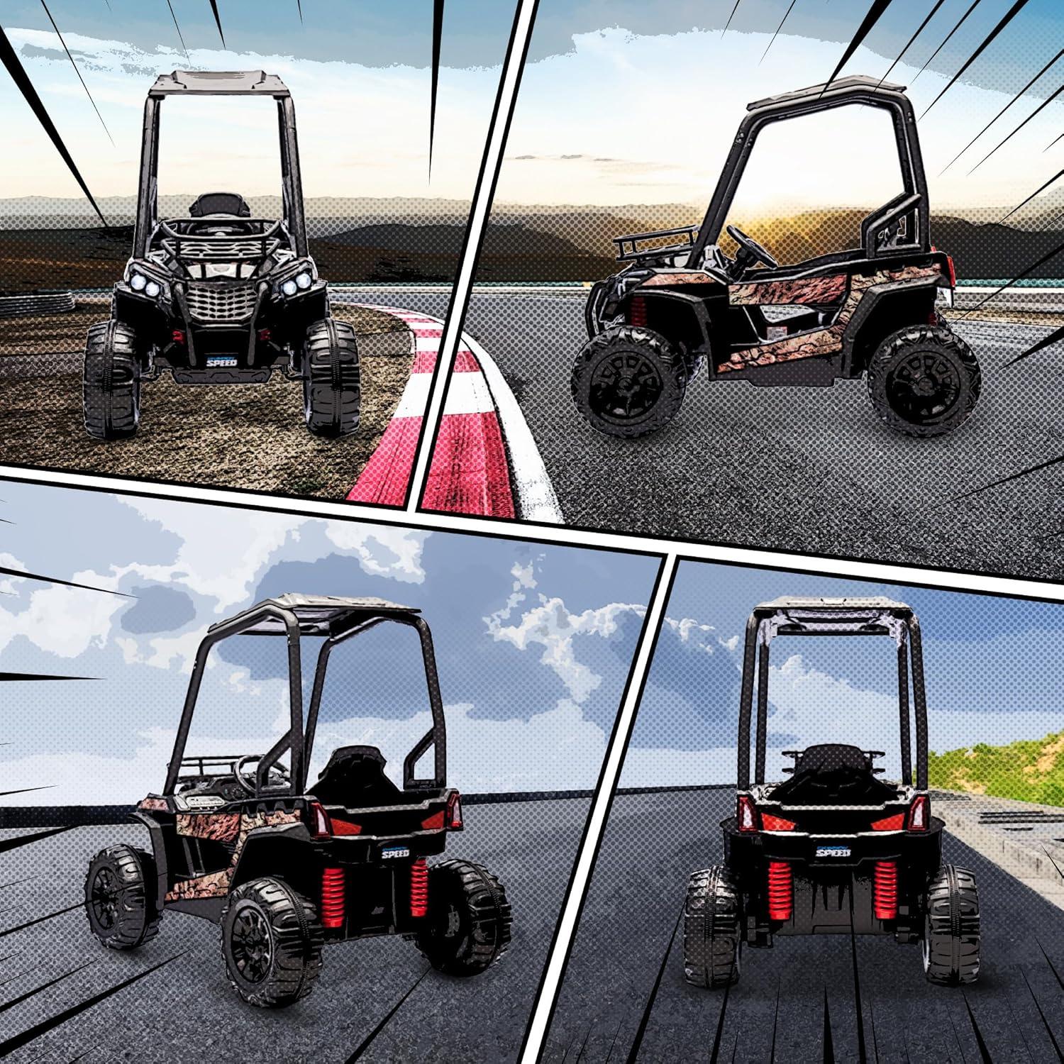 Aosom 12V Kids UTV, Battery Powered Electric Ride on Car with Music, Lights, MP3/USB, Suspension System & Remote Control, Camo