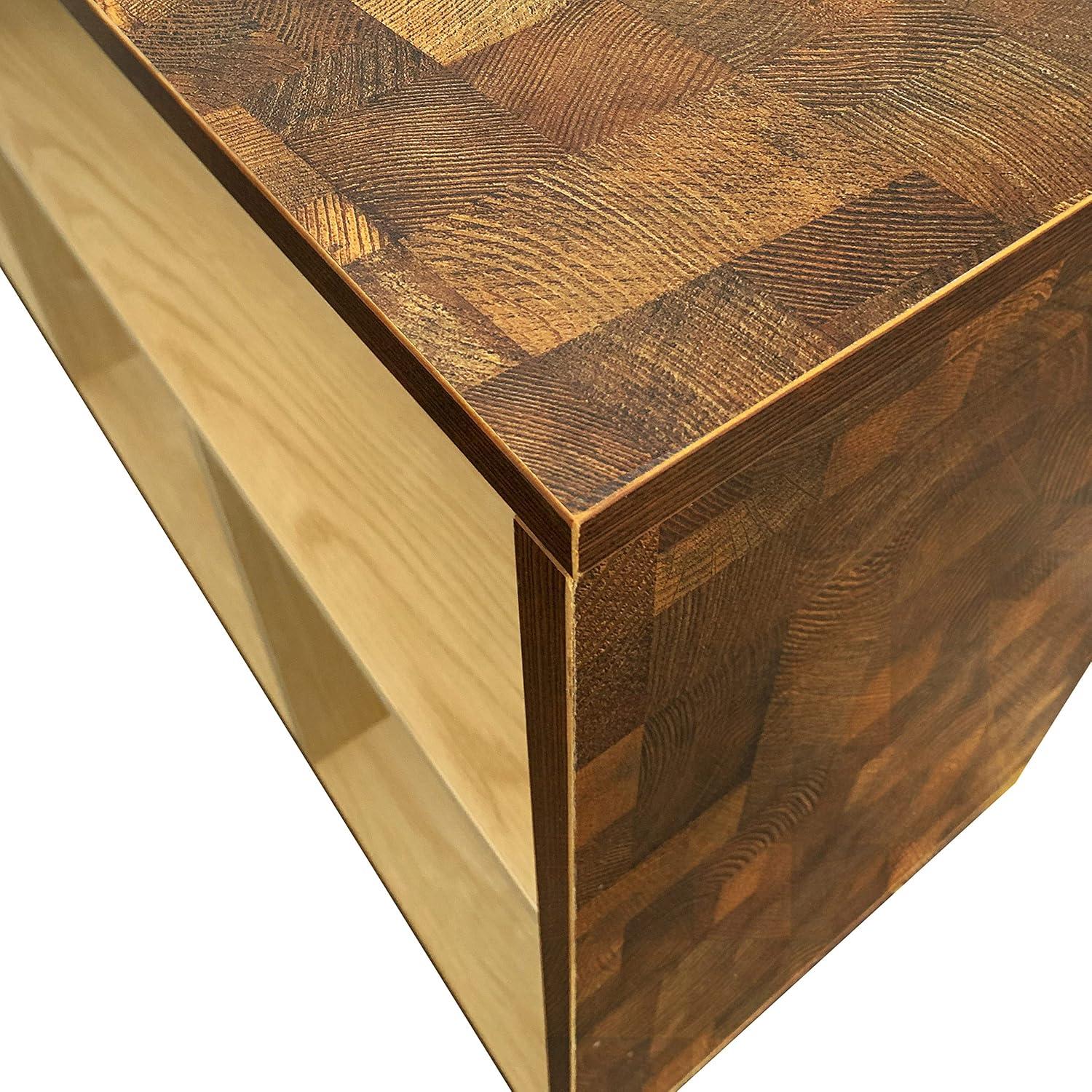 Elegant Rustic Oak L-Shaped Desk with Glass Top & Storage