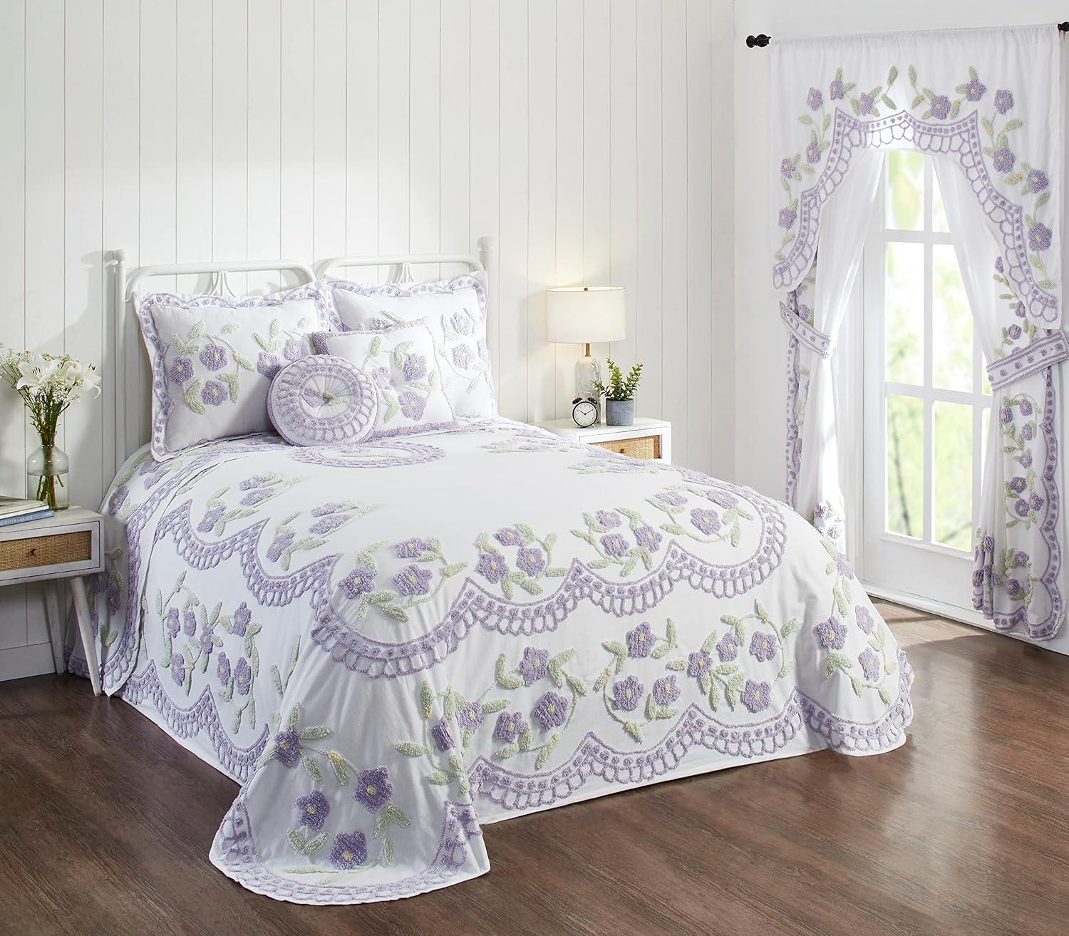 Better Trends Bloomfield 100% Cotton Chenille Coverlet/Bedspread Machine Washable Ultra Soft Floral Pattern All Season Bedding