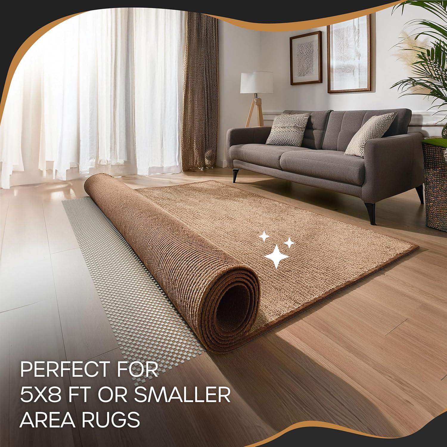 Nevlers 5 ft. x 8 ft. White Anti Slip Rug Pad for Hardwood Floors