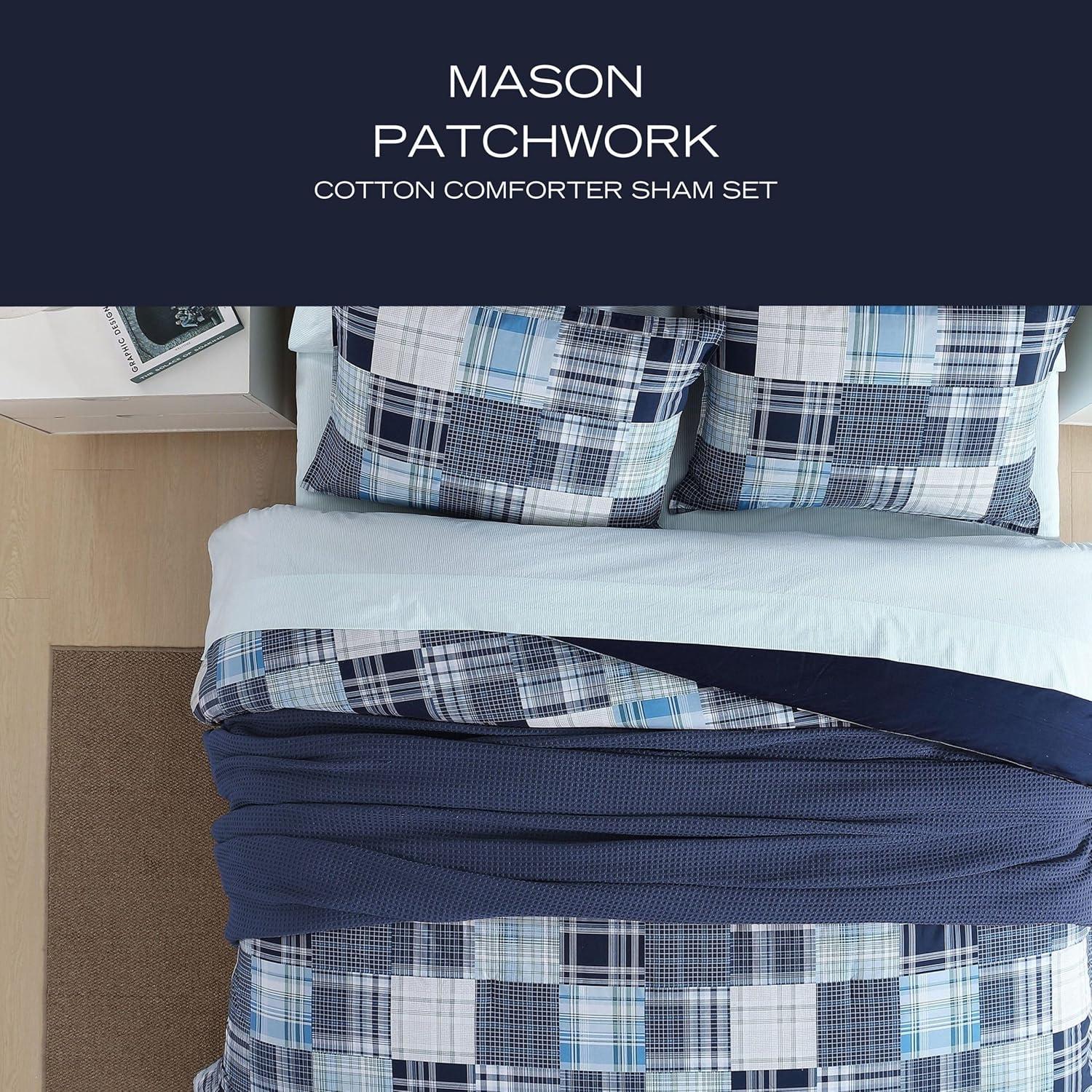 Nautica Mason Patchwork Reversible Cotton Navy Comforter Set