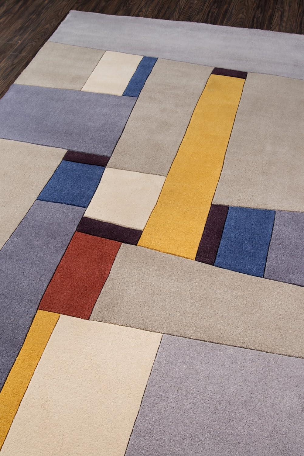 Momeni  New Wave Hand Tufted New Zealand Wool Contemporary Abstract Area Rug 3' 6" x 5' 6" Latex Free 4' x 6' Indoor,Handmade Rectangle