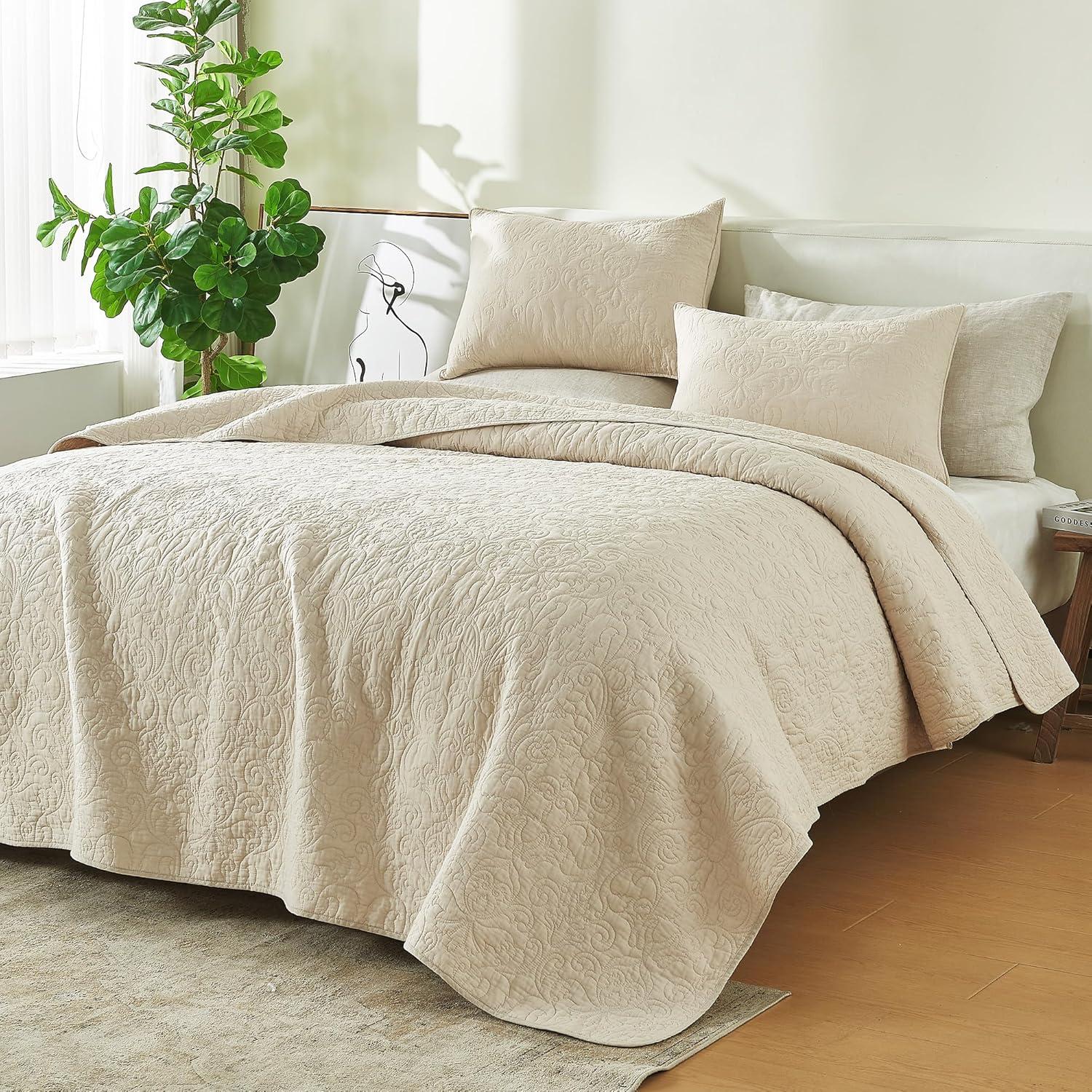 Natural Heirloom Full Cotton 3-Piece Quilt Set