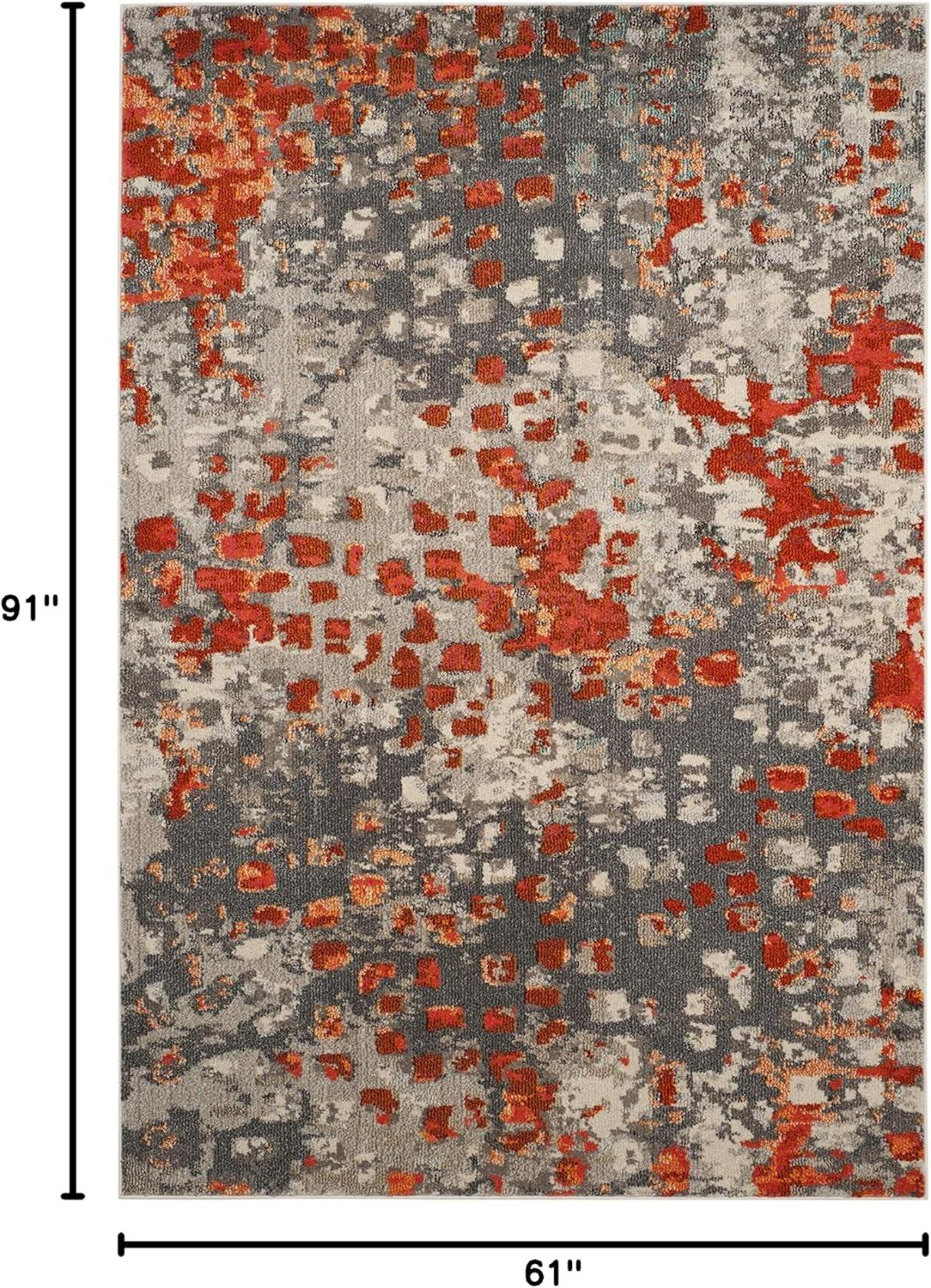 Monaco MNC225 Power Loomed Indoor Area Rug - Grey/Orange - 5'1"x7'7" - Safavieh
