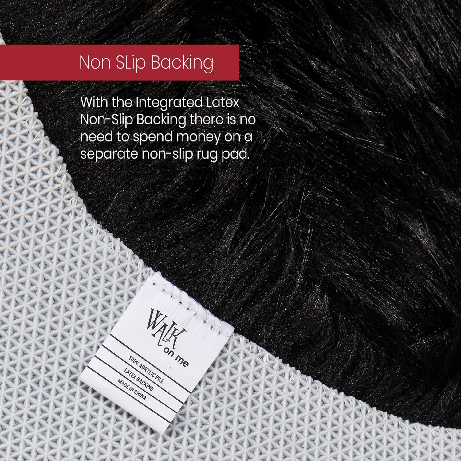 Diller Dark Brown Faux Fur Machine Washable Shag Fluffy Area Rug