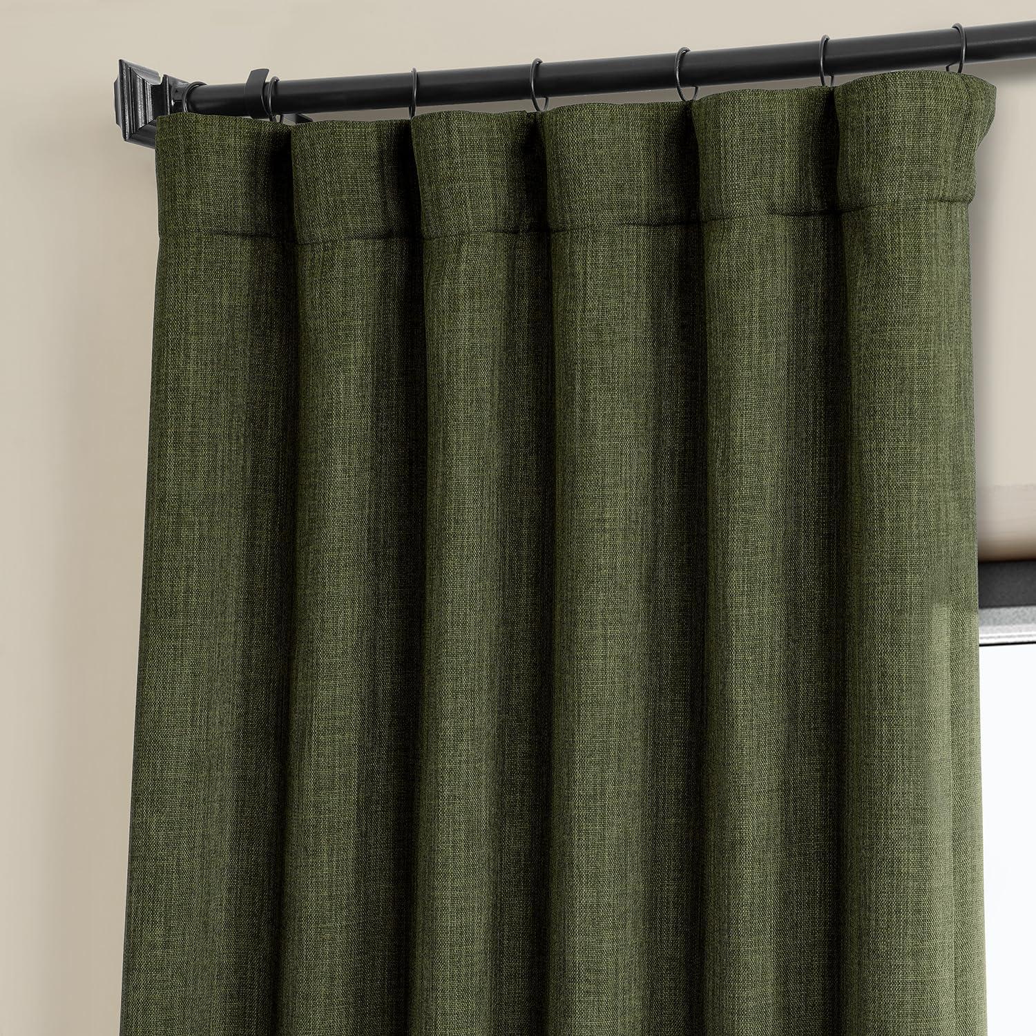 HPD Half Price Drapes Khaki Green Faux Linen Room Darkening Curtains for Bedroom & Living Room Curtains (1 Panel), Door & Window Curtains 84 inches long, Rod Pocket Curtains, 50W X 84L