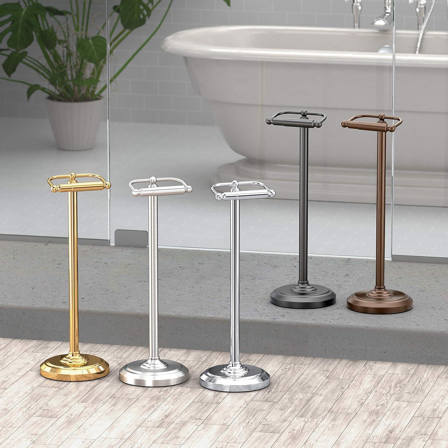 Chrome Freestanding Solid Brass Toilet Paper Holder