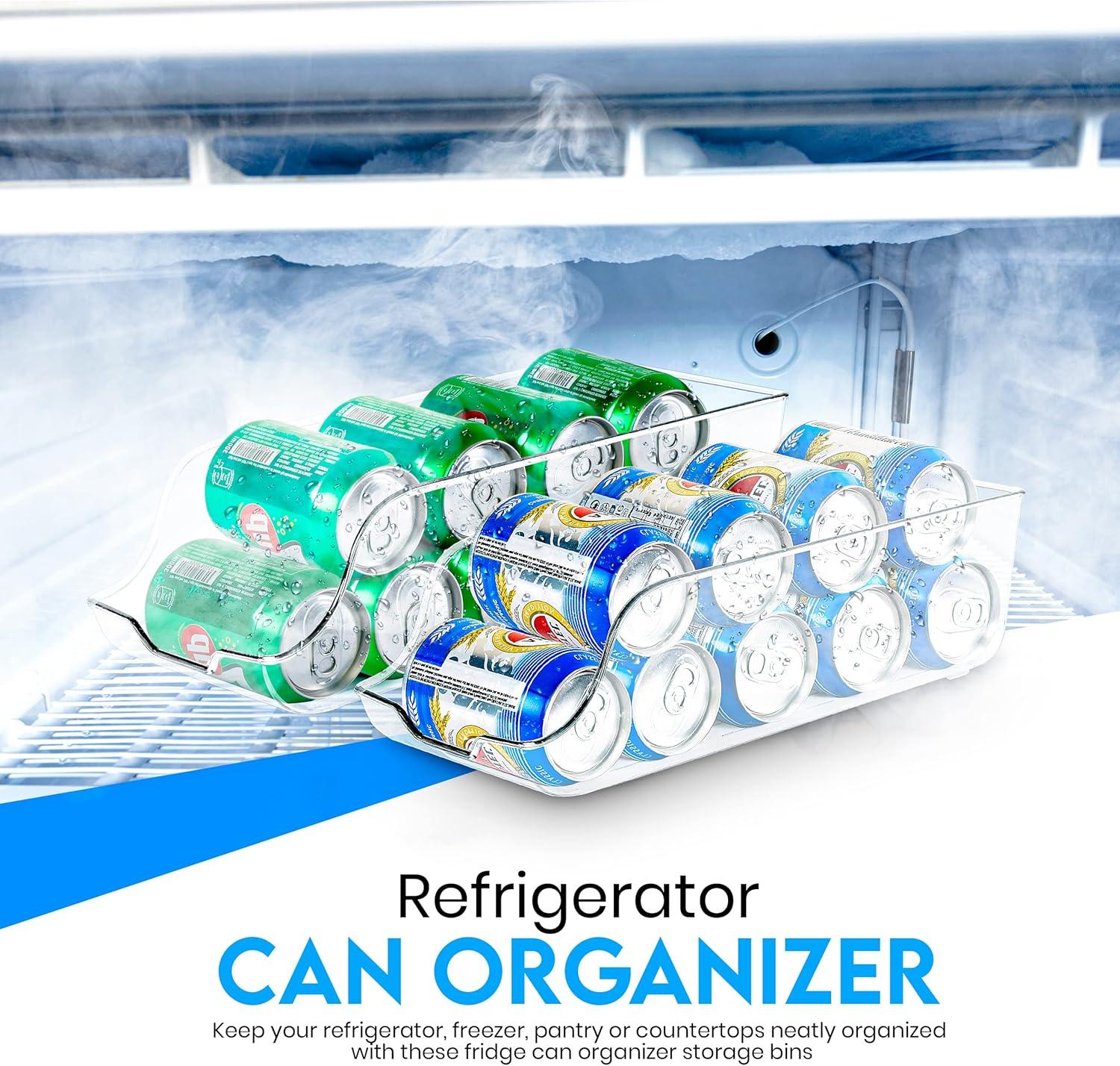 Can Organizer For Pantry (Pack of 2) - Soda Can Storage Organizer Pantry, Fridge & Freezer Organization - Holds Food & Soup Can (Clear)