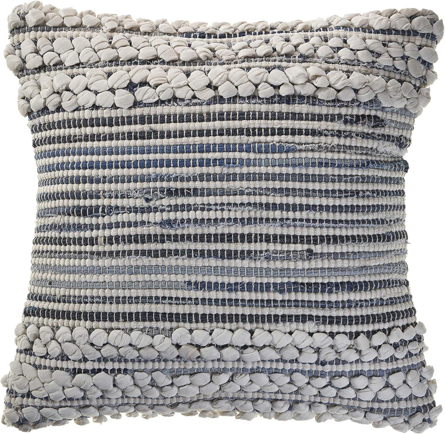 Ox Bay Bold Textured Navy Blue / Ivory 18" x 18" Throw Pillow