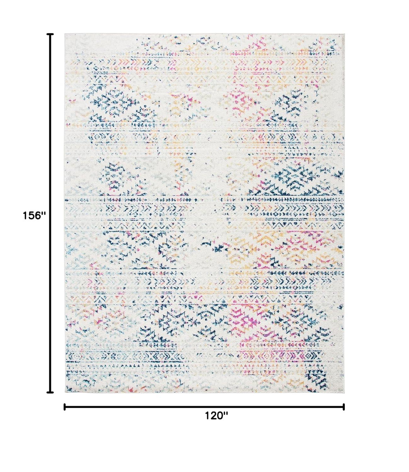 SAFAVIEH Tulum Lakisha Distressed Southwestern Area Rug, 10' x 13', Ivory/Blue