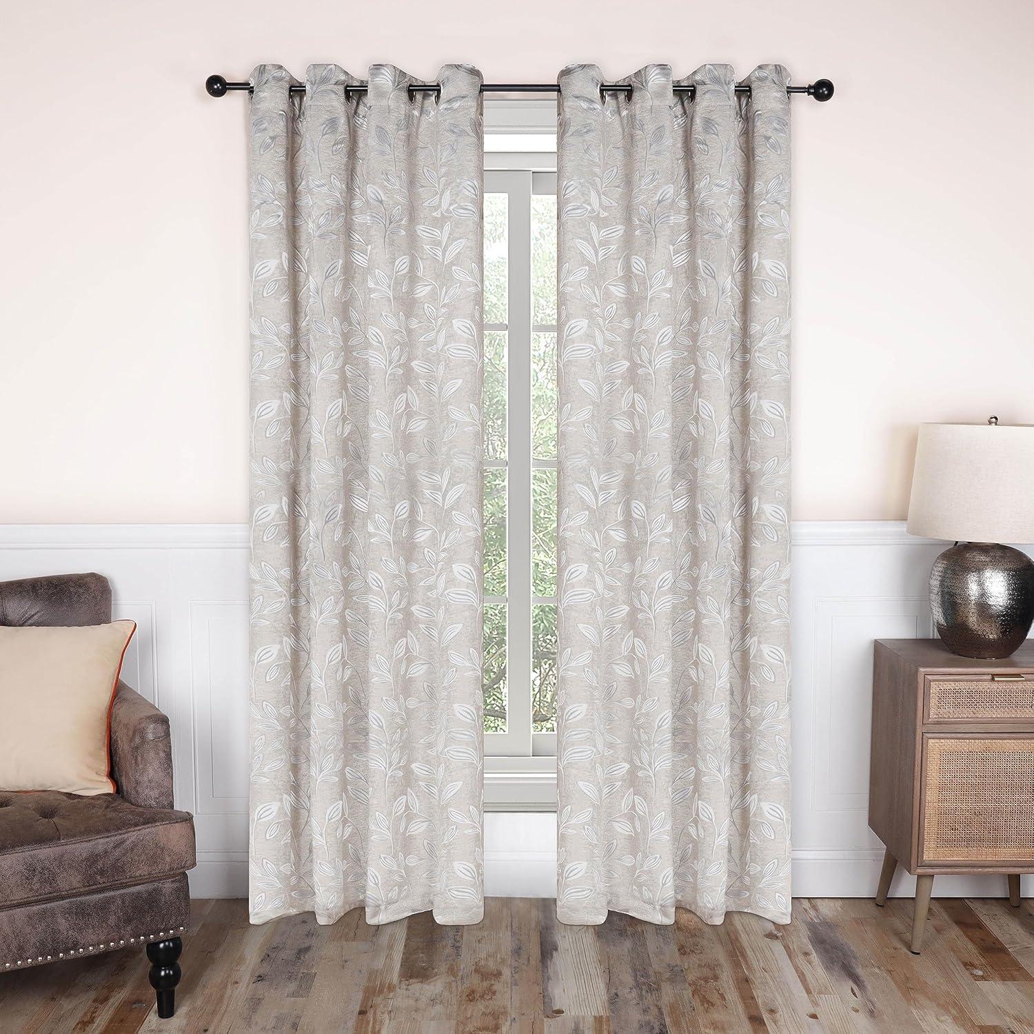 Superior Modern Bohemian Leaves Polyester Machine Washable Room Darkening Blackout Curtains by Superior (Set of 2)