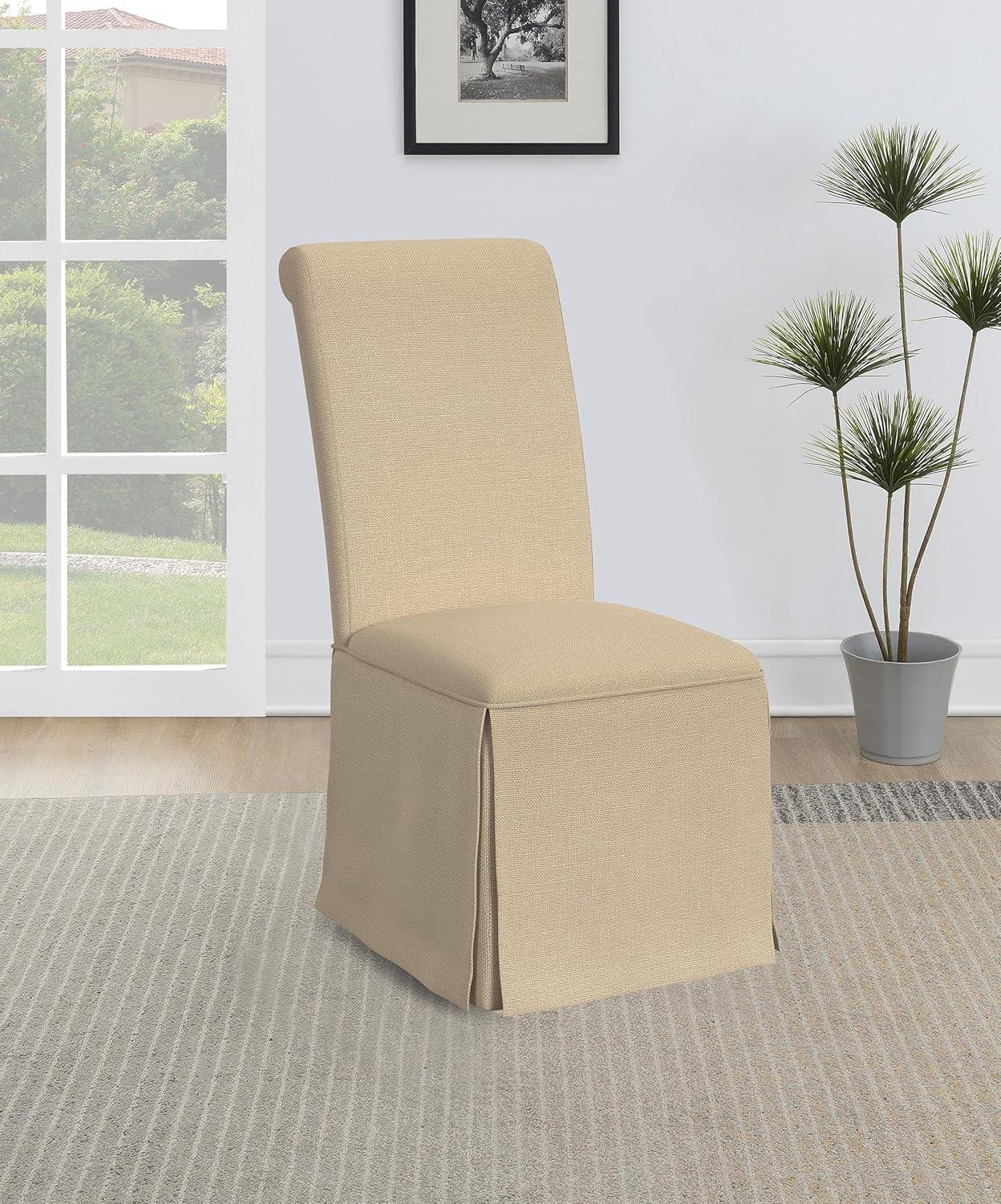 Coaster Shawna Fabric Upholstered Skirted Dining Chair in Khaki